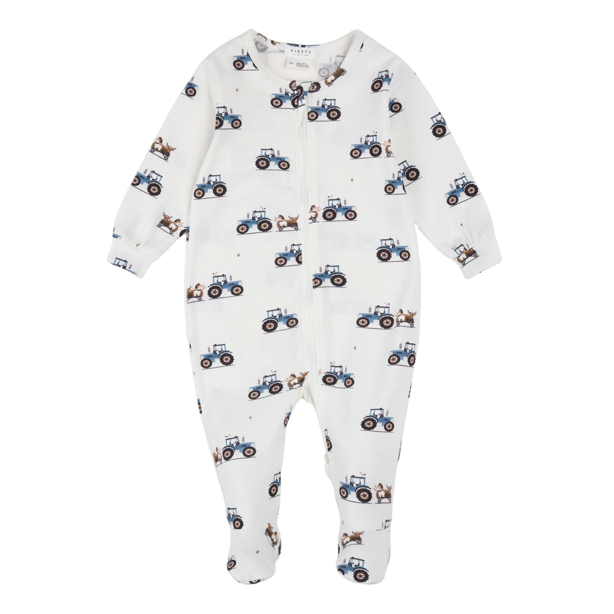 FIRSTS Tractor Ride Print on Off-White LunaKnit Sleeper