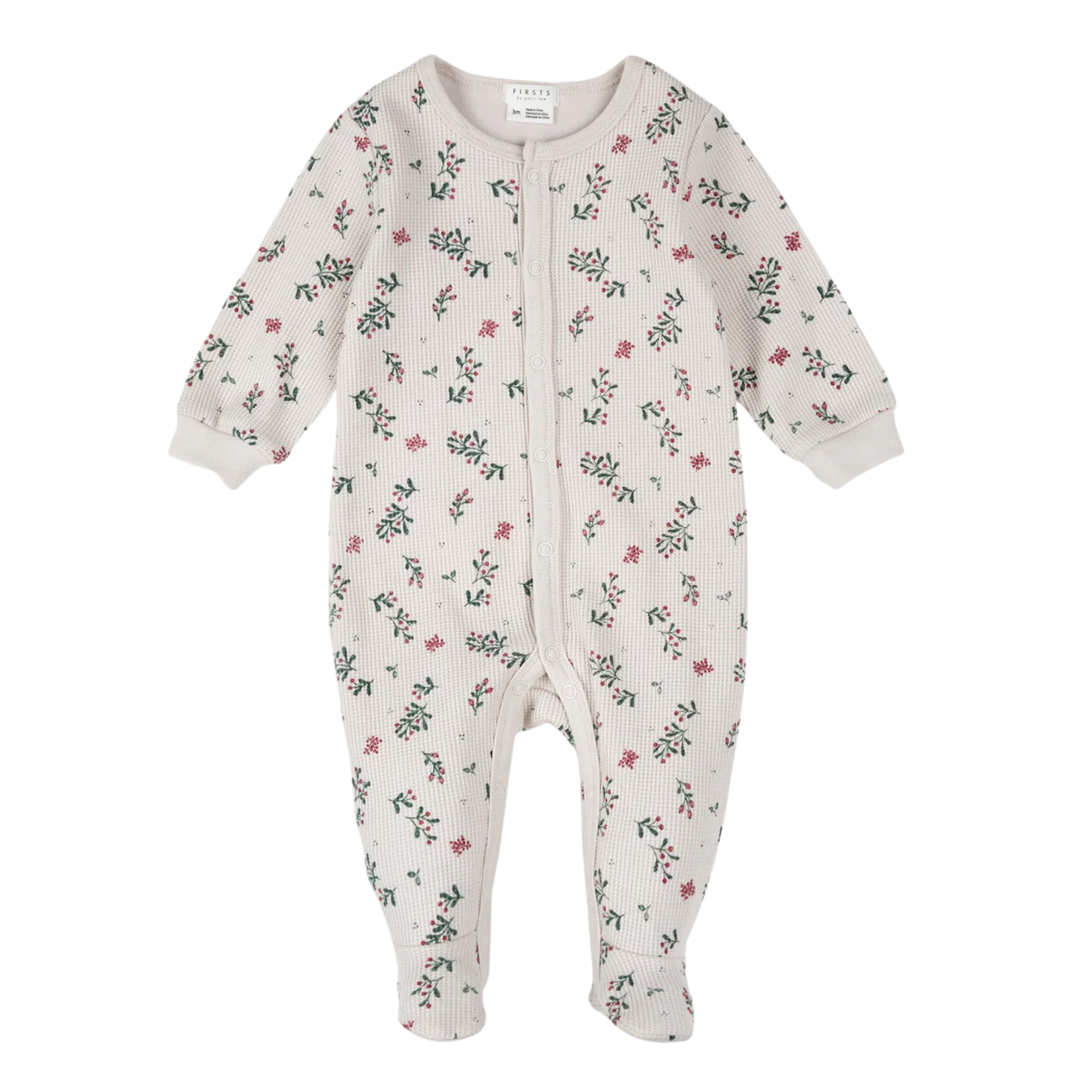 FIRSTS Winterberry Holly Print on Beige Thermal Sleeper