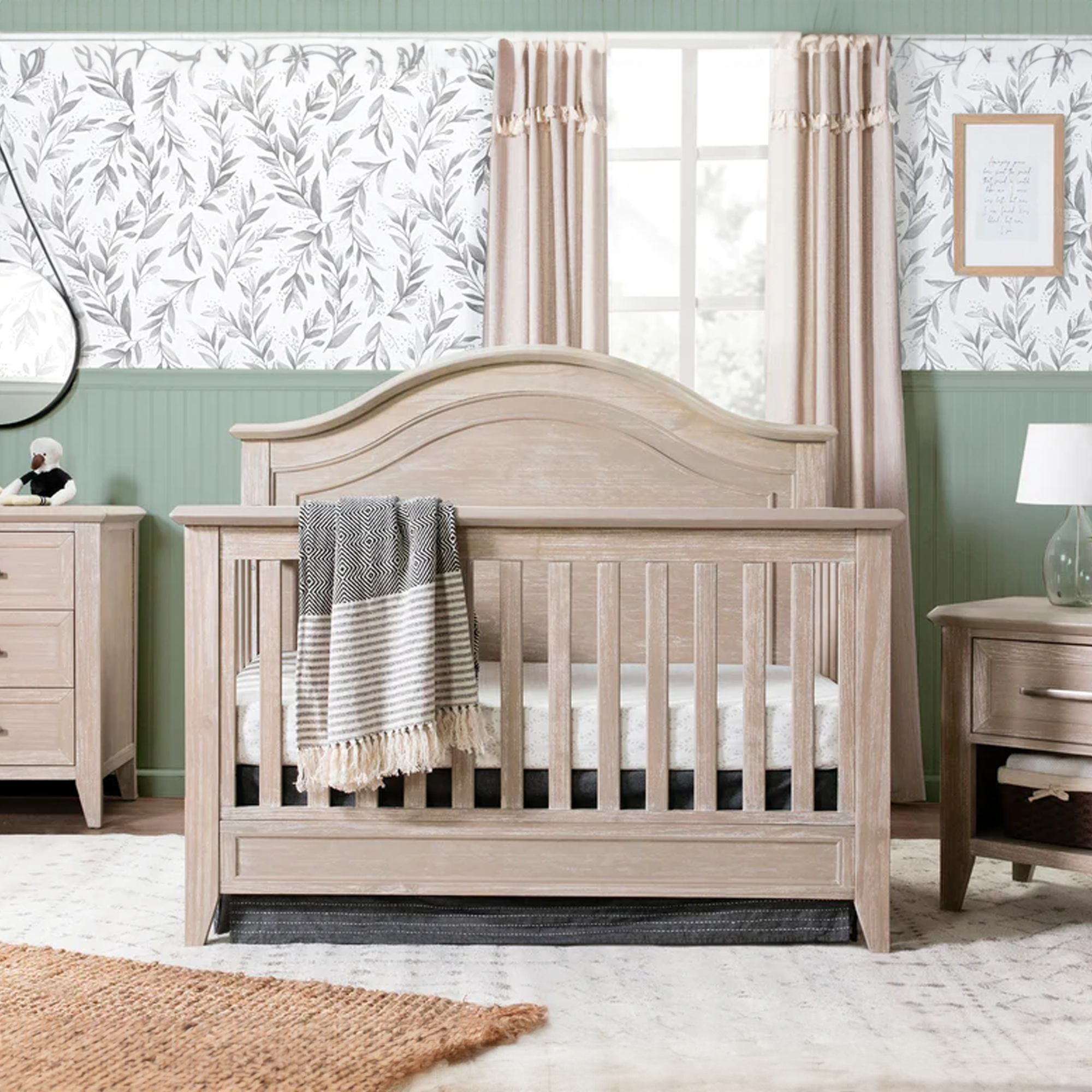 MONOGRAM by namesake Beckett Rustic 4-in-1 Convertible Curve Top Crib - Sandbar