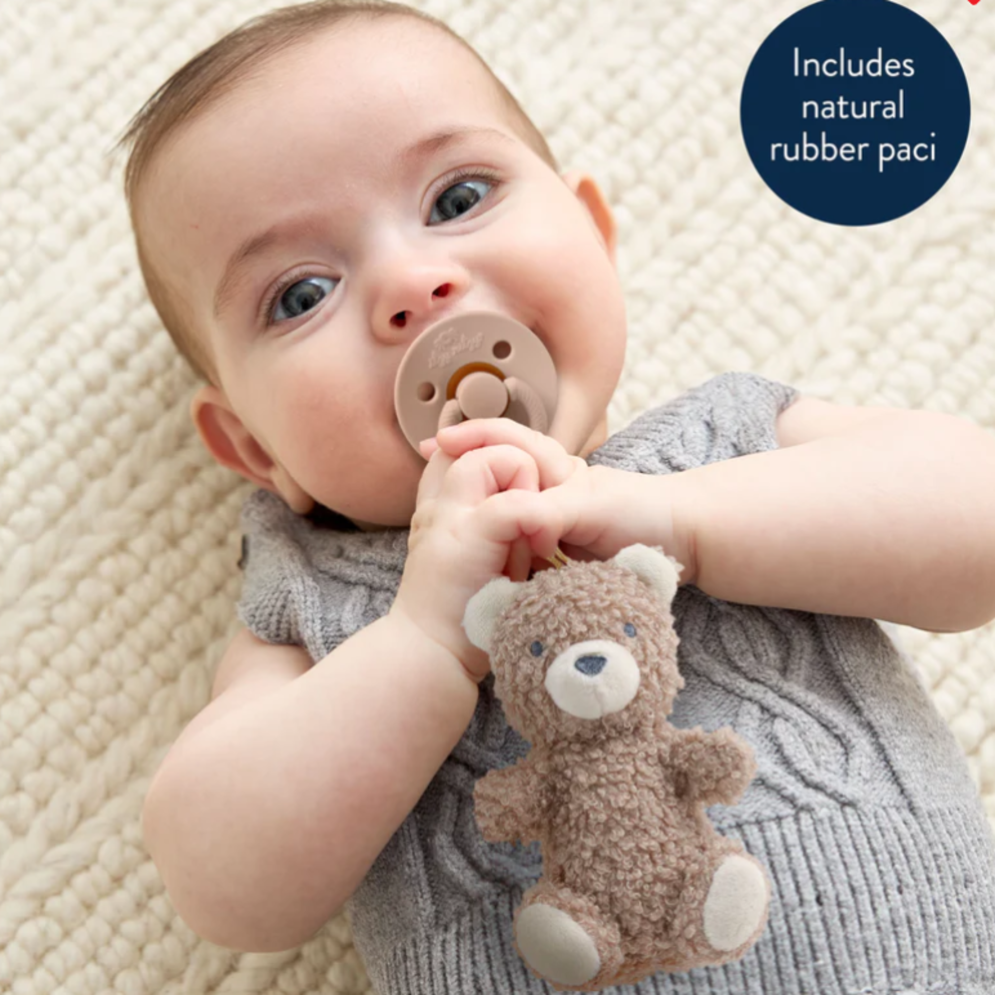 ITZY RITZY Bitzy Pal Natural Rubber Pacifier & Lovey