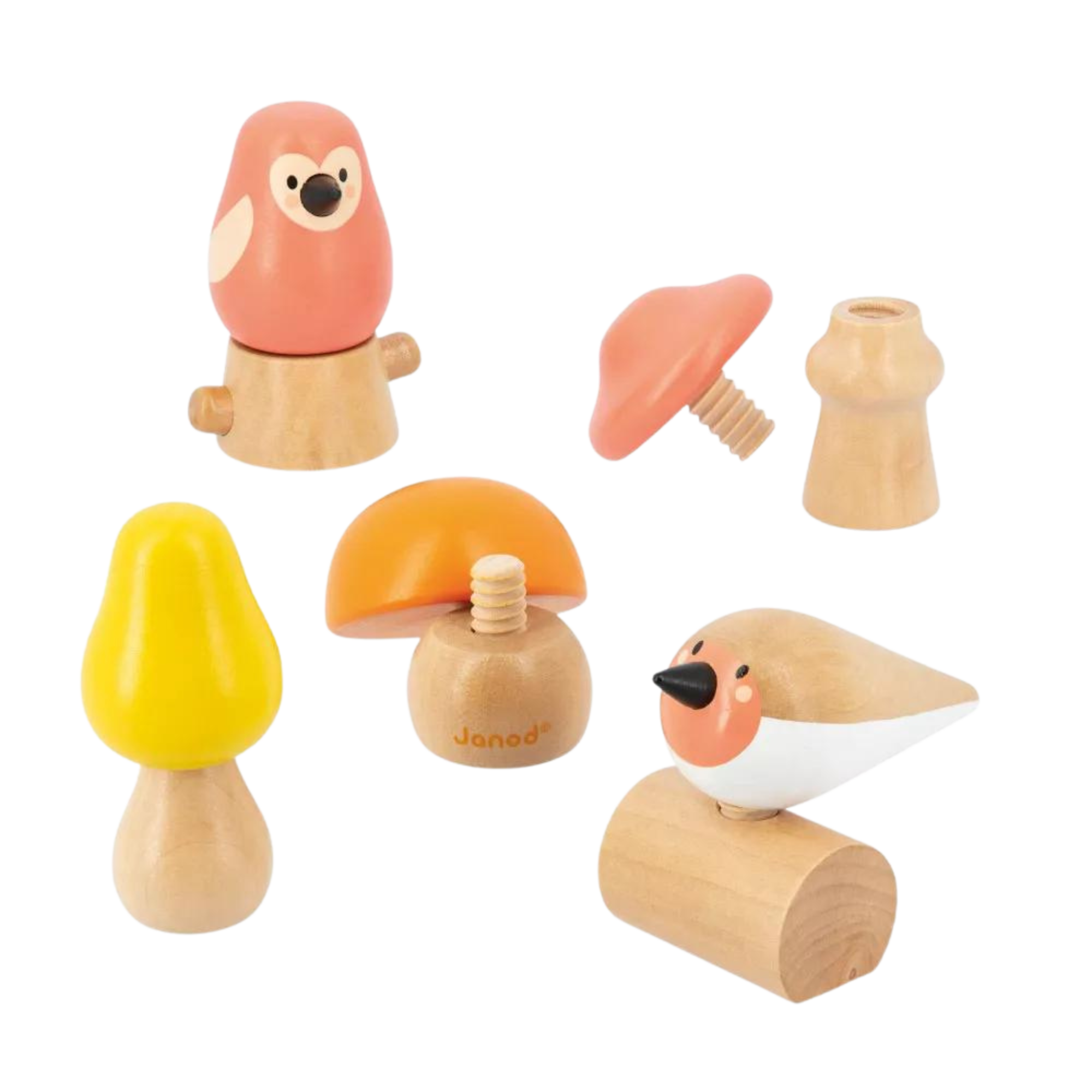 JANOD Birds and Mushrooms Screw Toys