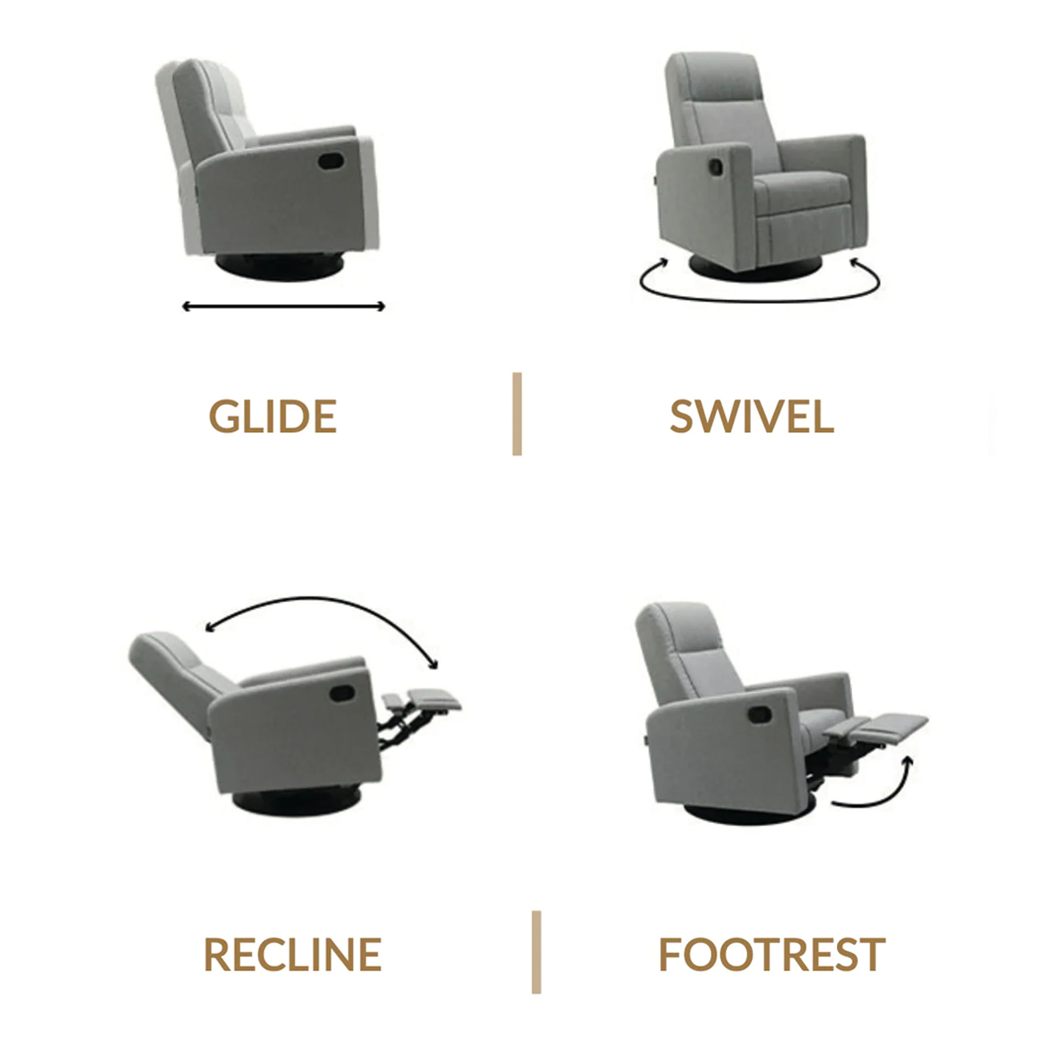 JAYMAR BB Nelly Swivel Glider & Recliner with footrest