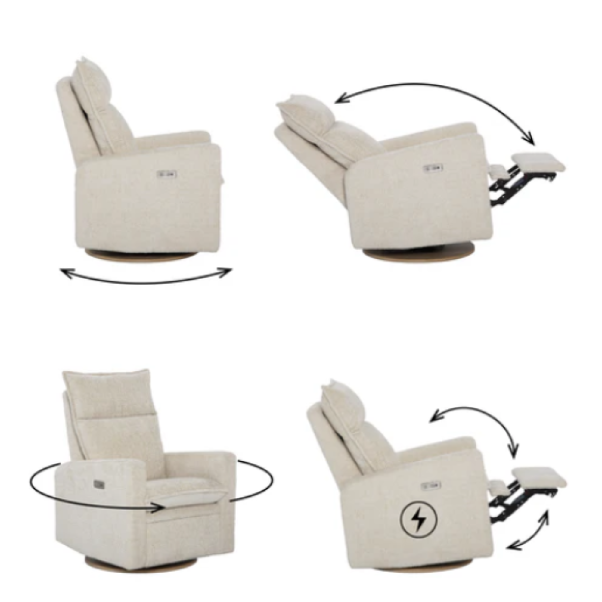 JAYMAR Arya Swivel Motorized Glider & Recliner with footrest