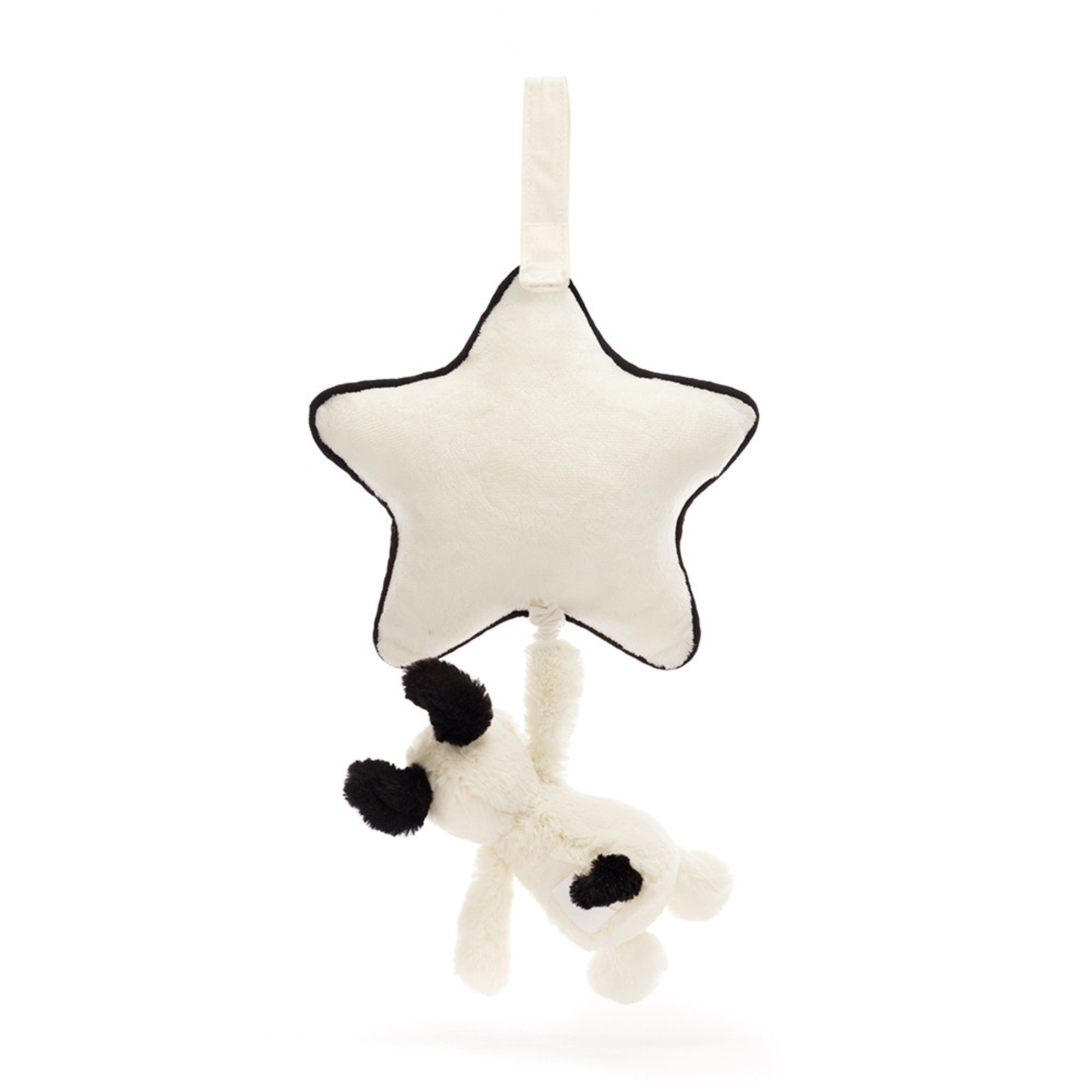 JELLYCAT Bashful Black & White Puppy Musical Pull