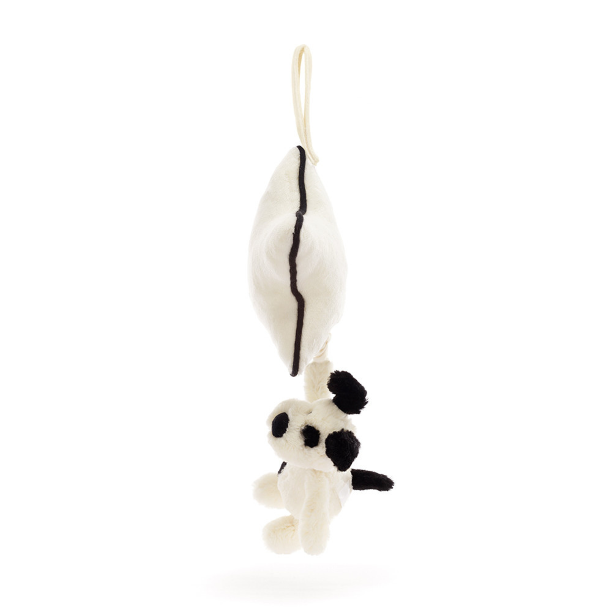 JELLYCAT Bashful Black & White Puppy Musical Pull