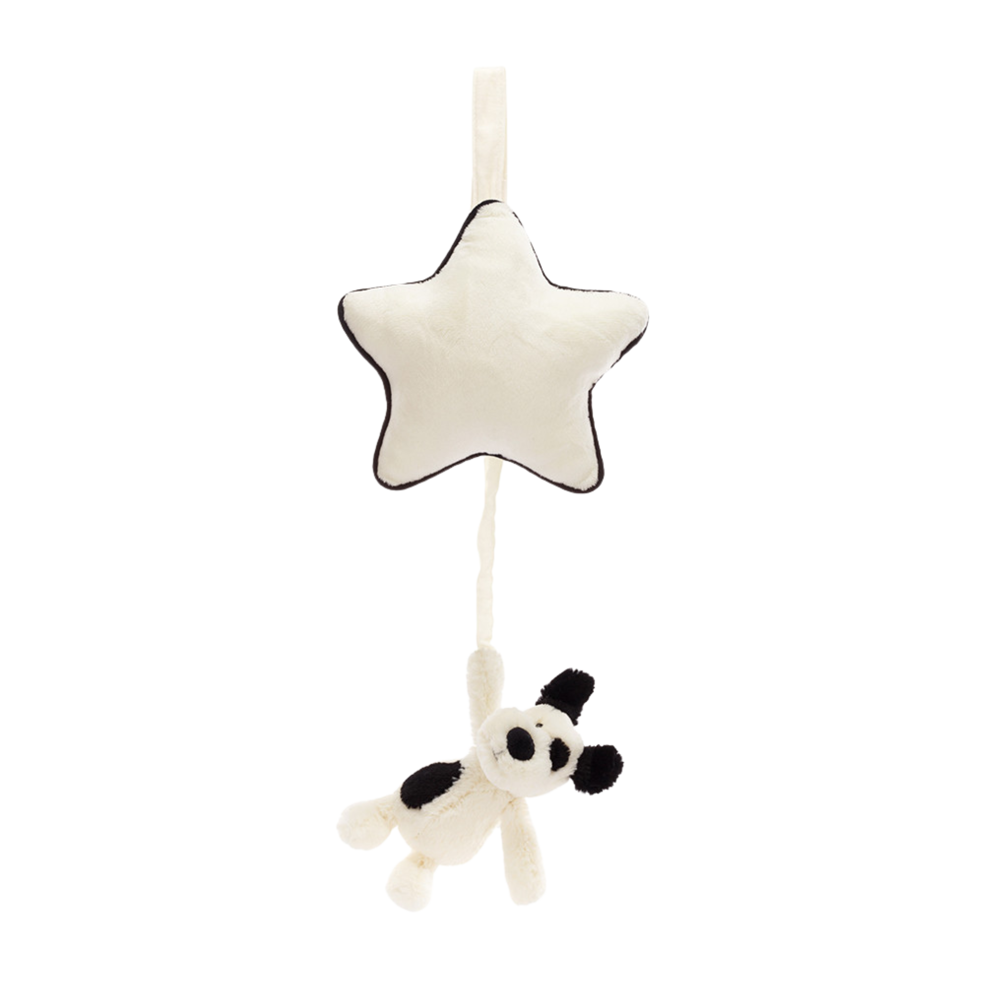 JELLYCAT Bashful Black & White Puppy Musical Pull