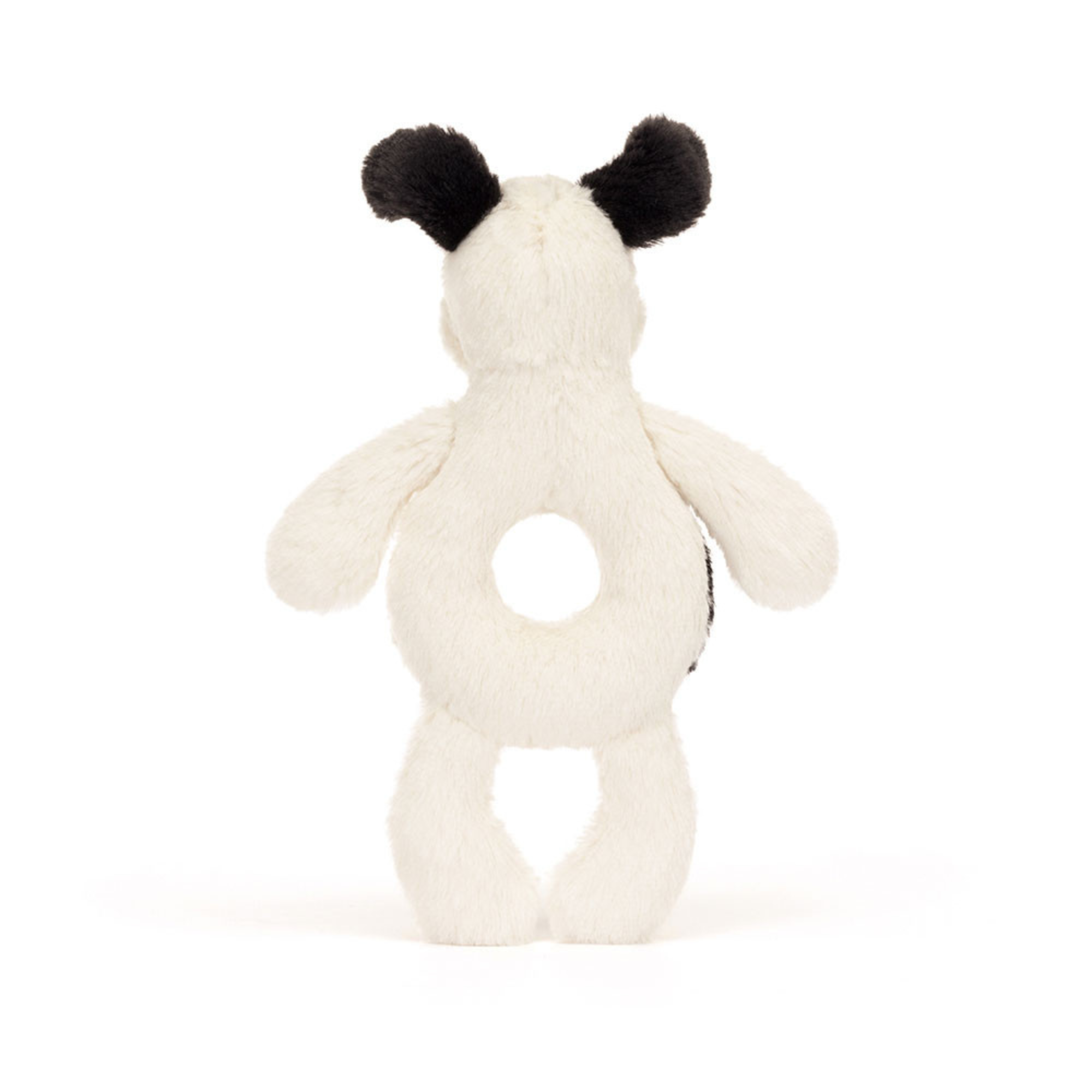 JELLYCAT Bashful Black & White Puppy Ring Rattle