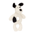 JELLYCAT Bashful Black & White Puppy Ring Rattle