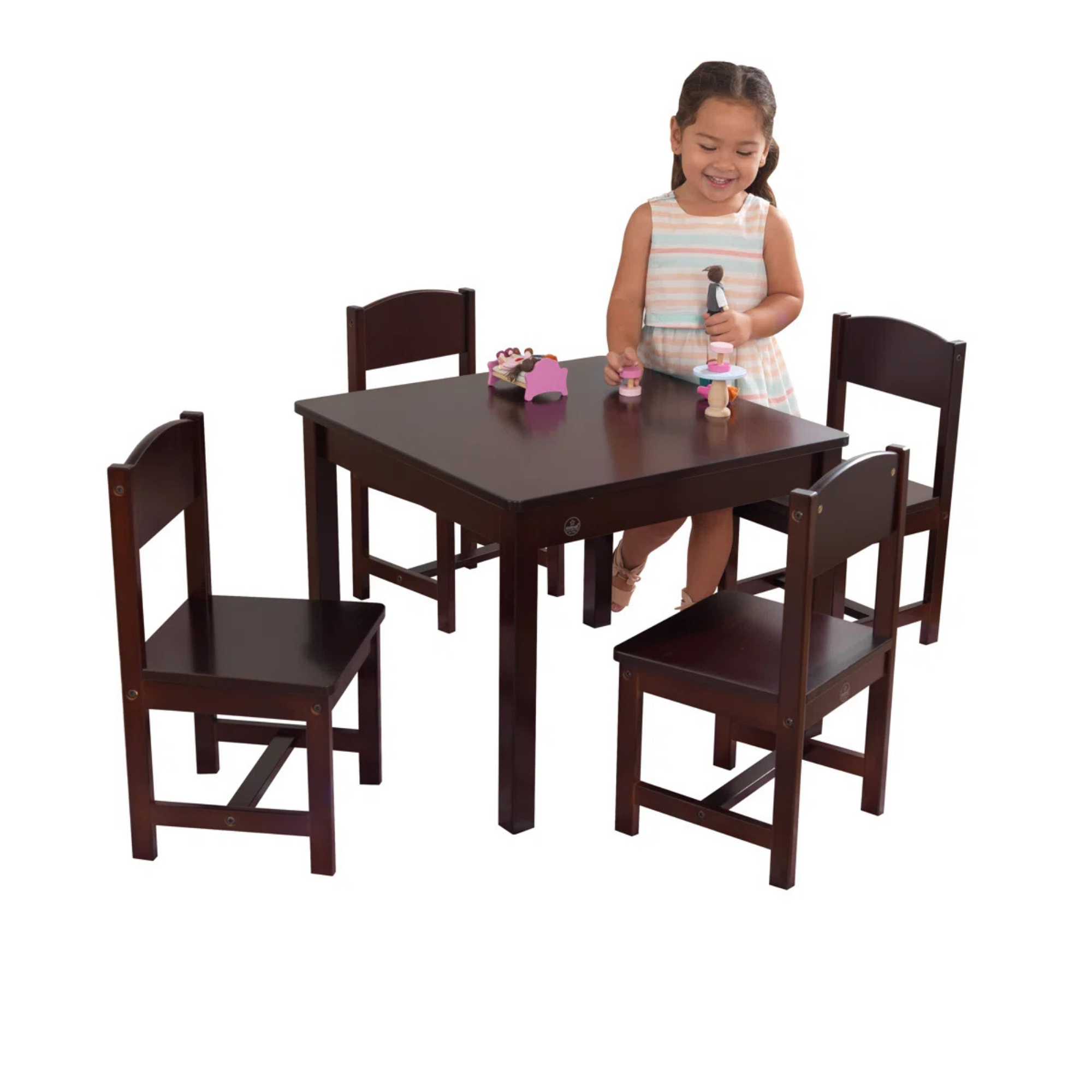 Ensemble de 4 chaises et table de ferme KIDCRAFT - Espresso