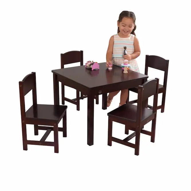 Ensemble de 4 chaises et table de ferme KIDCRAFT - Espresso