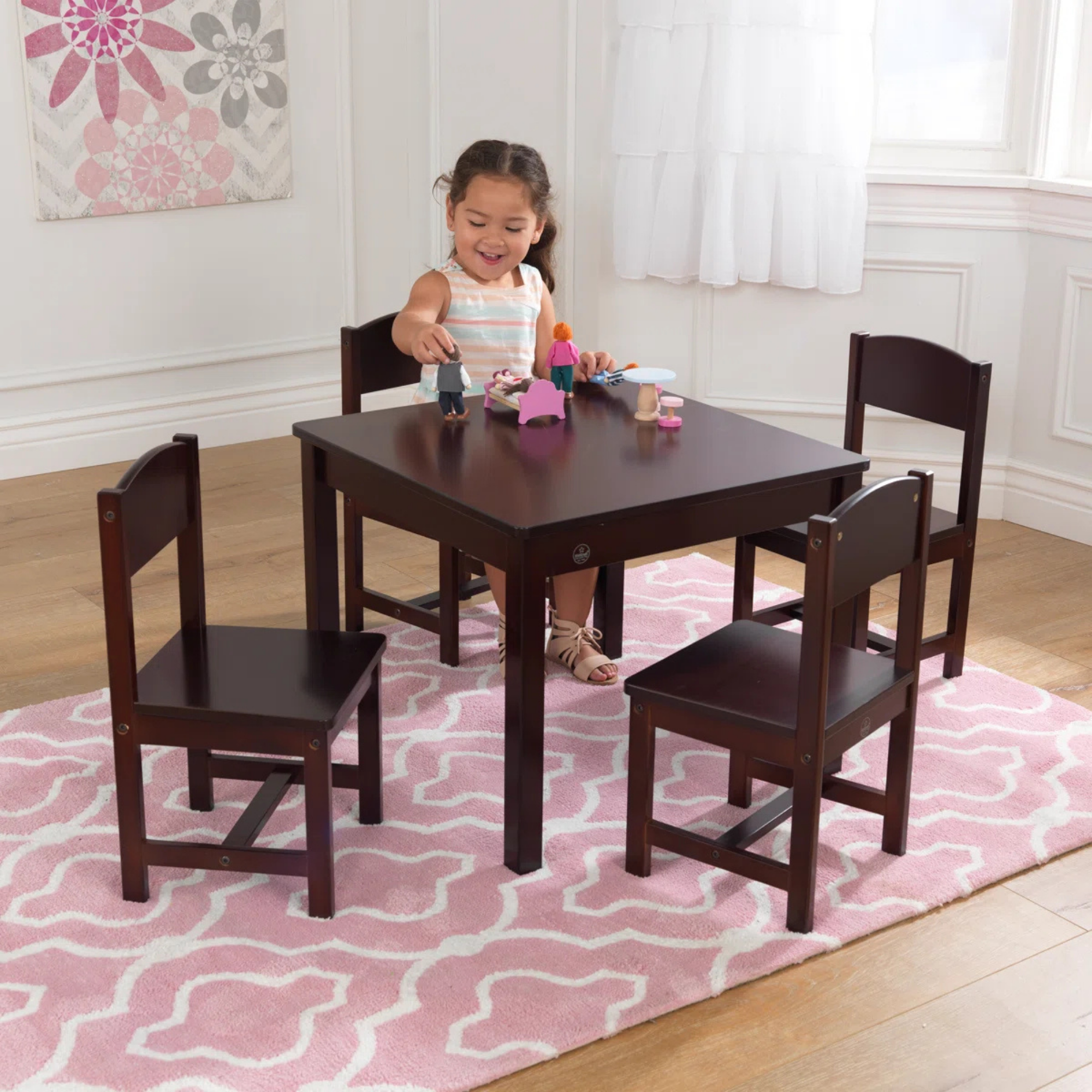 Ensemble de 4 chaises et table de ferme KIDCRAFT - Espresso