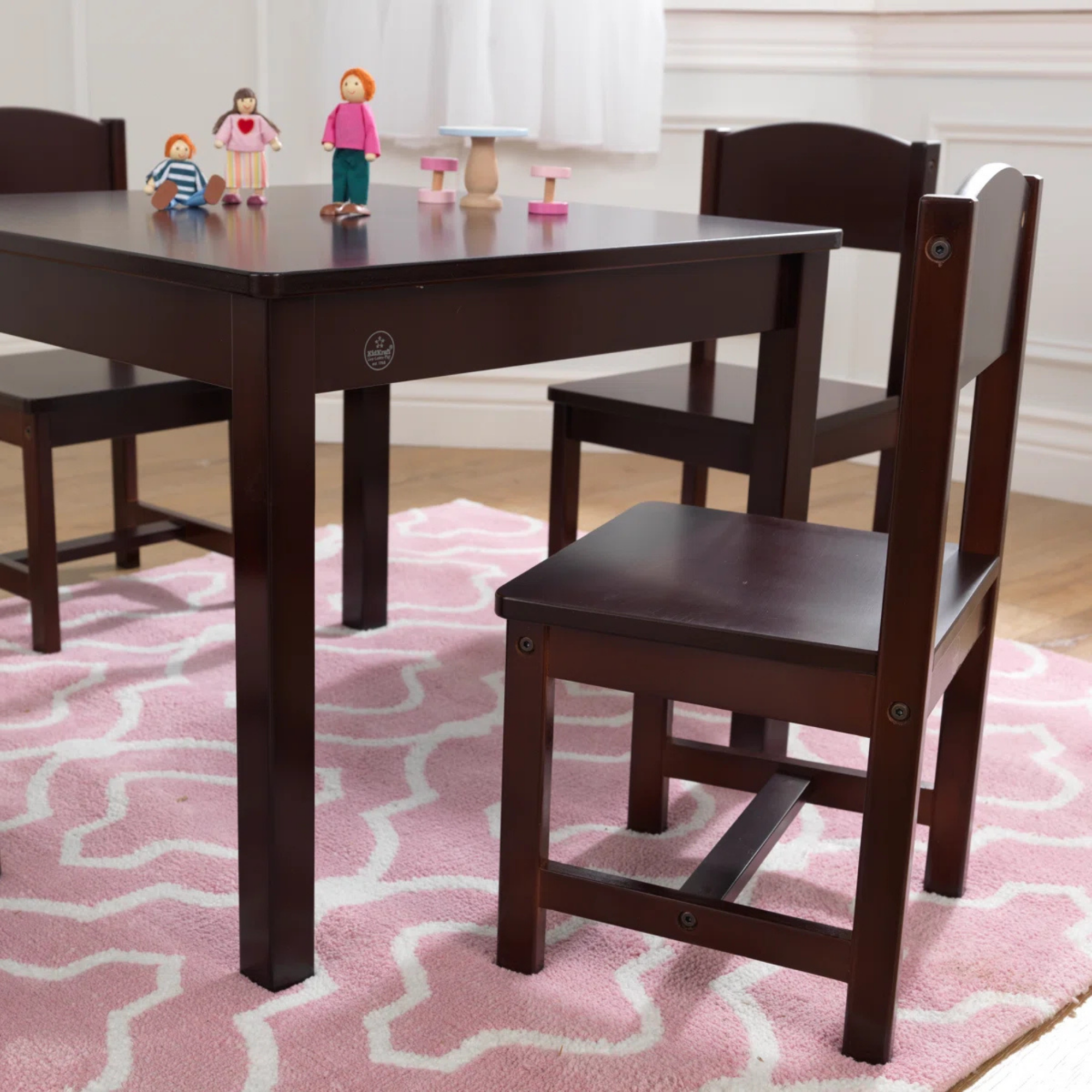 Ensemble de 4 chaises et table de ferme KIDCRAFT - Espresso