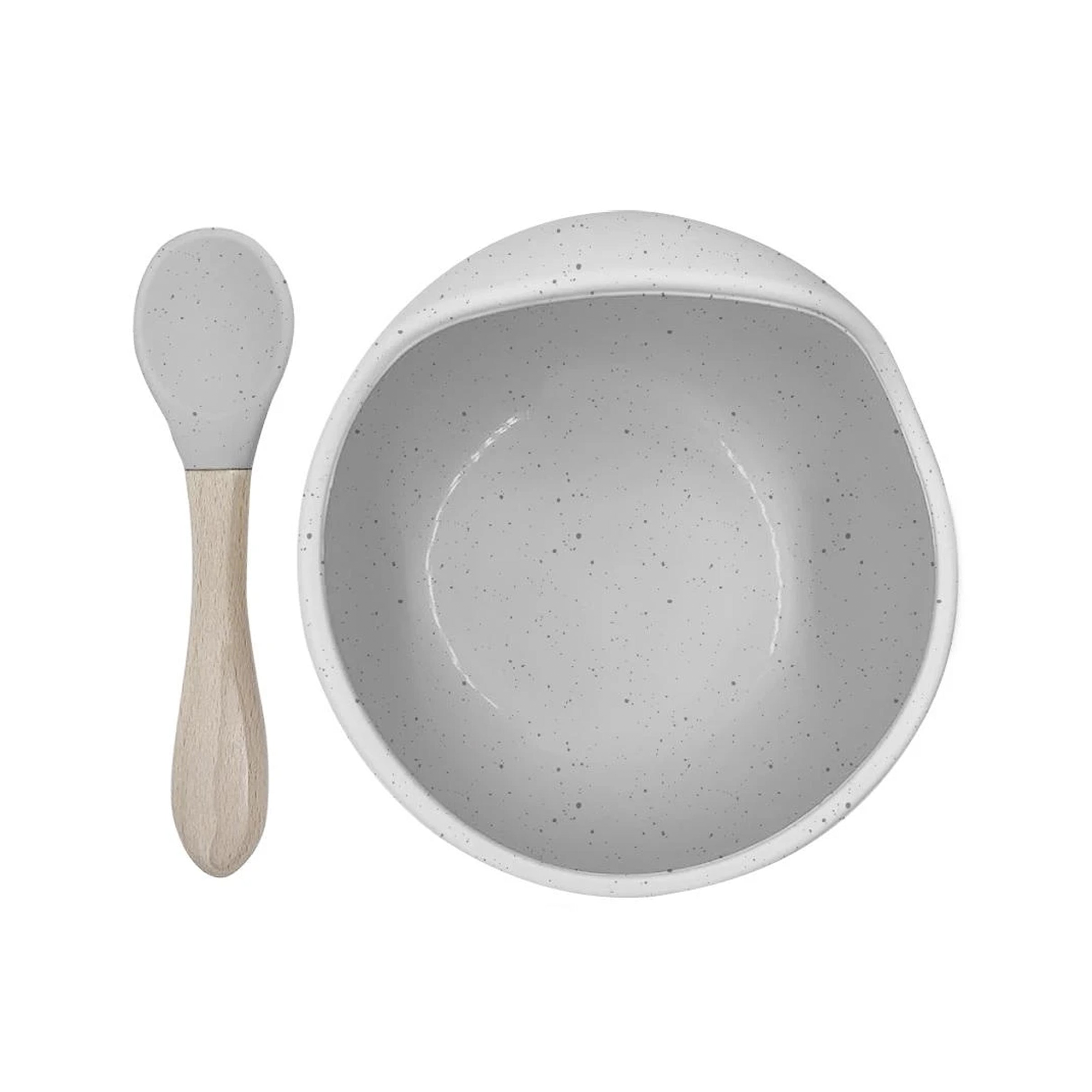 KUSHIES Siliscoop Bowl & Spoon Set - Grey