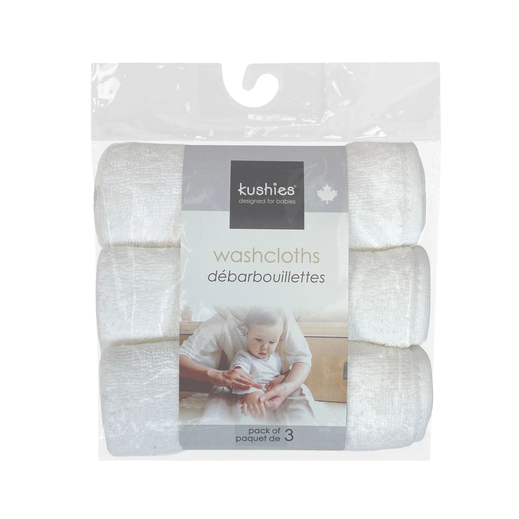 KUSHIES Wash Cloths 3-Pack - White
