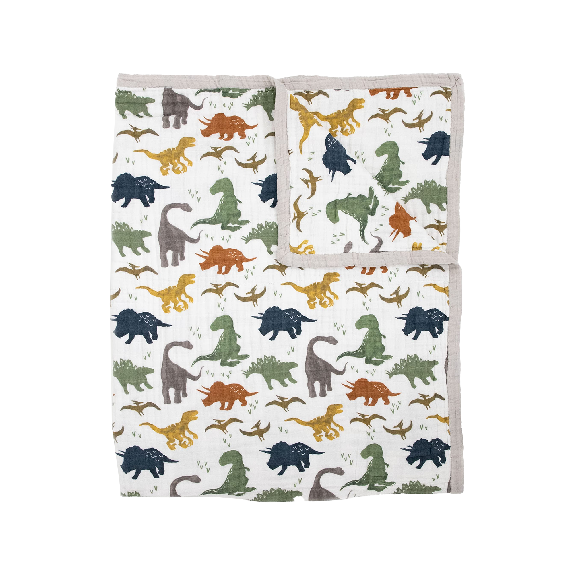 LITTLE UNICORN Cotton Muslin Baby Blanket - Dino Friends