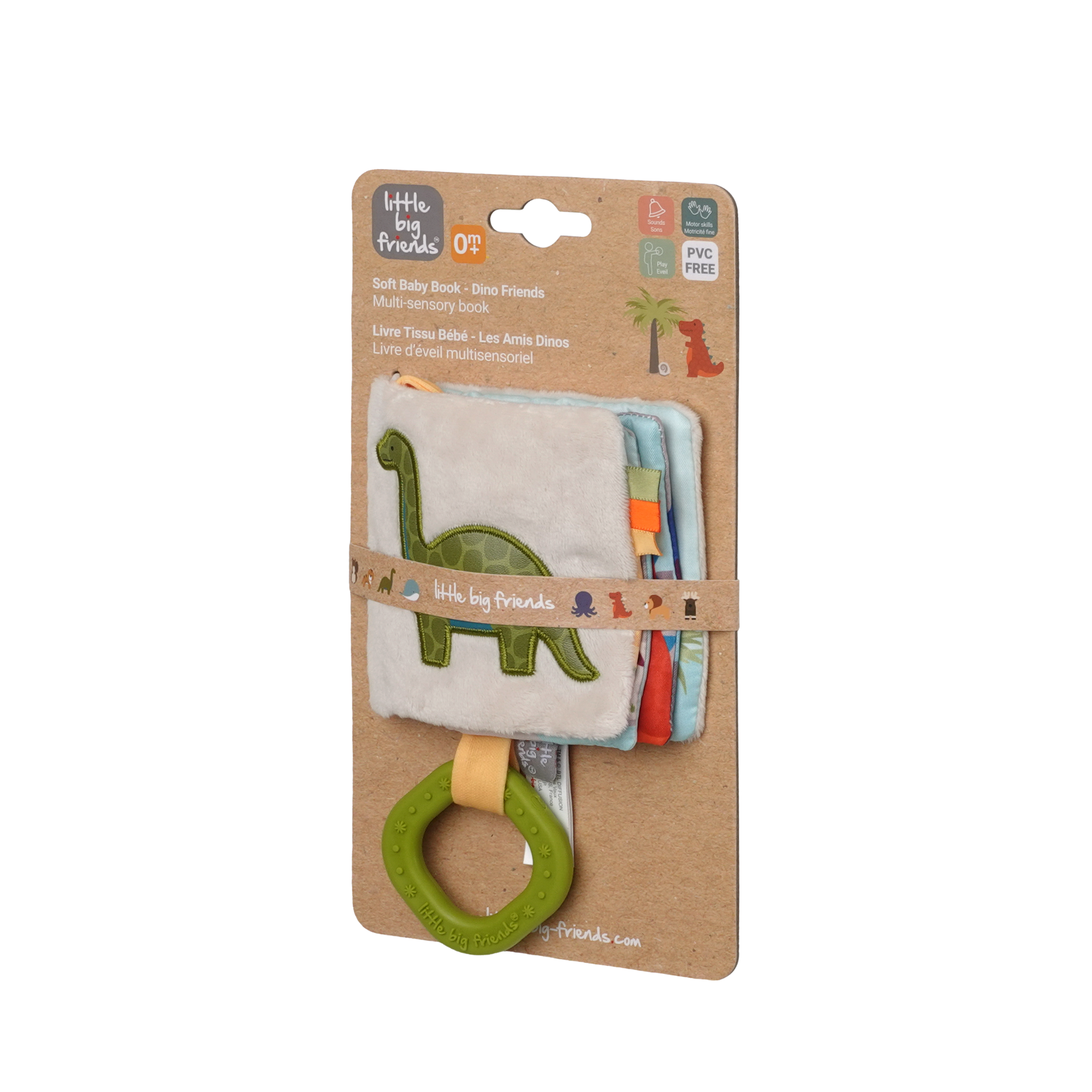 PETITS GRANDS AMIS Livre pour bébé tout doux - Dino