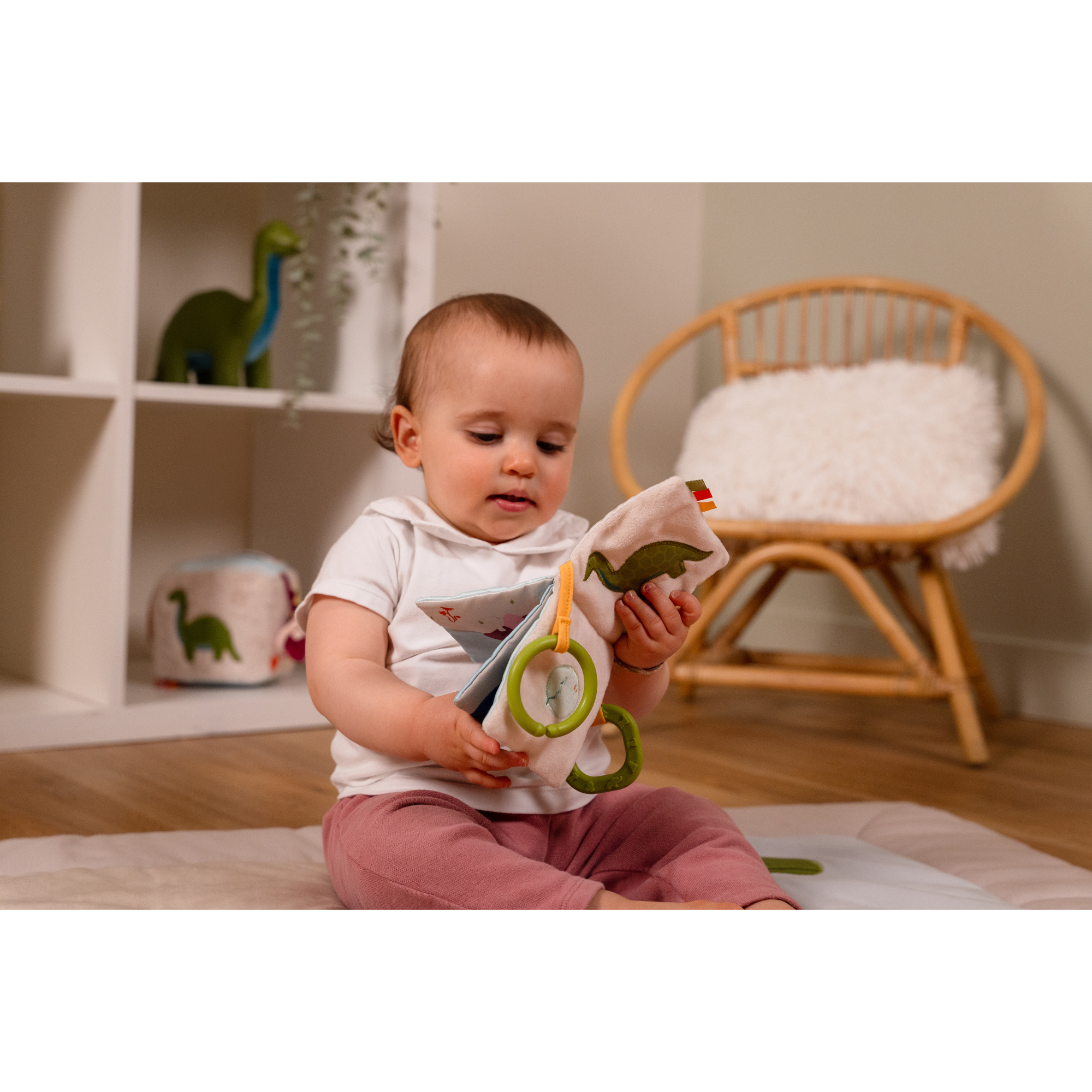 PETITS GRANDS AMIS Livre pour bébé tout doux - Dino