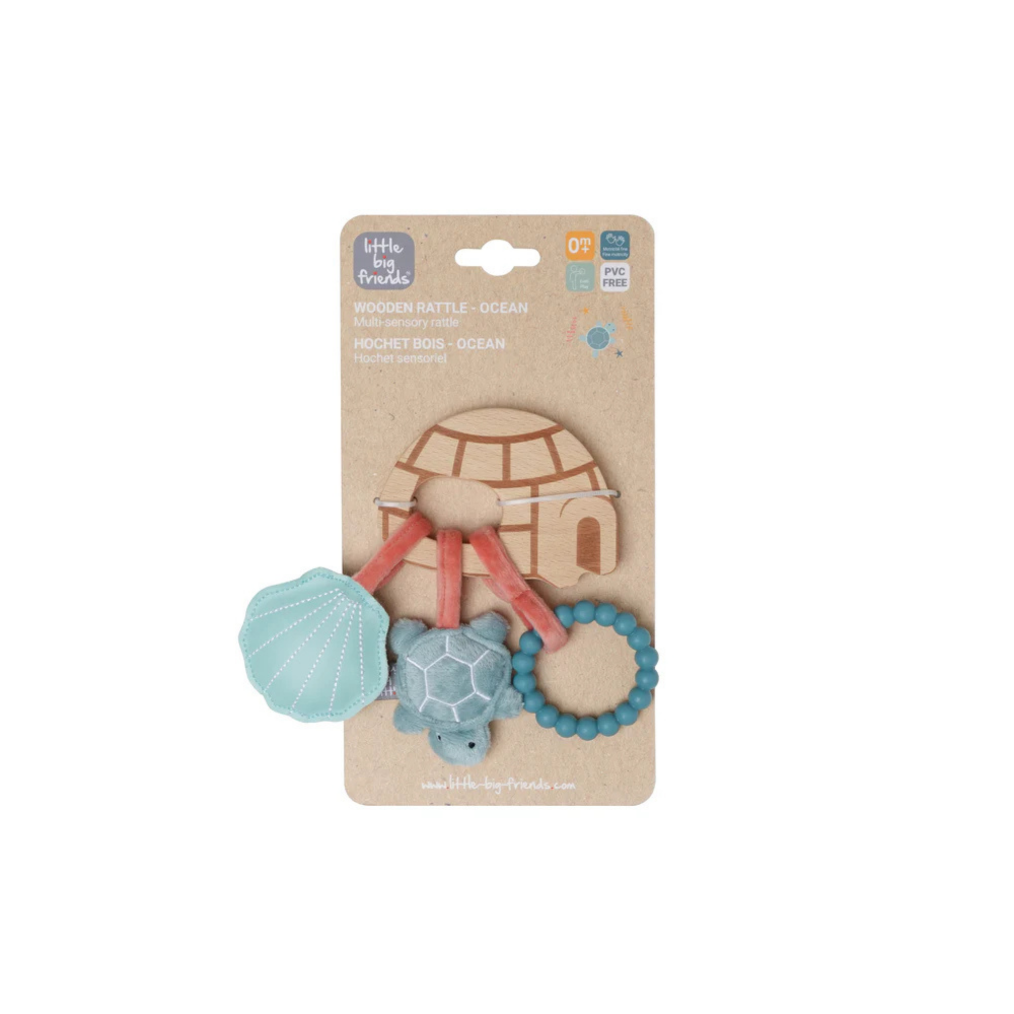 LITTLE BIG FRIENDS Wooden Rattle - Ocean