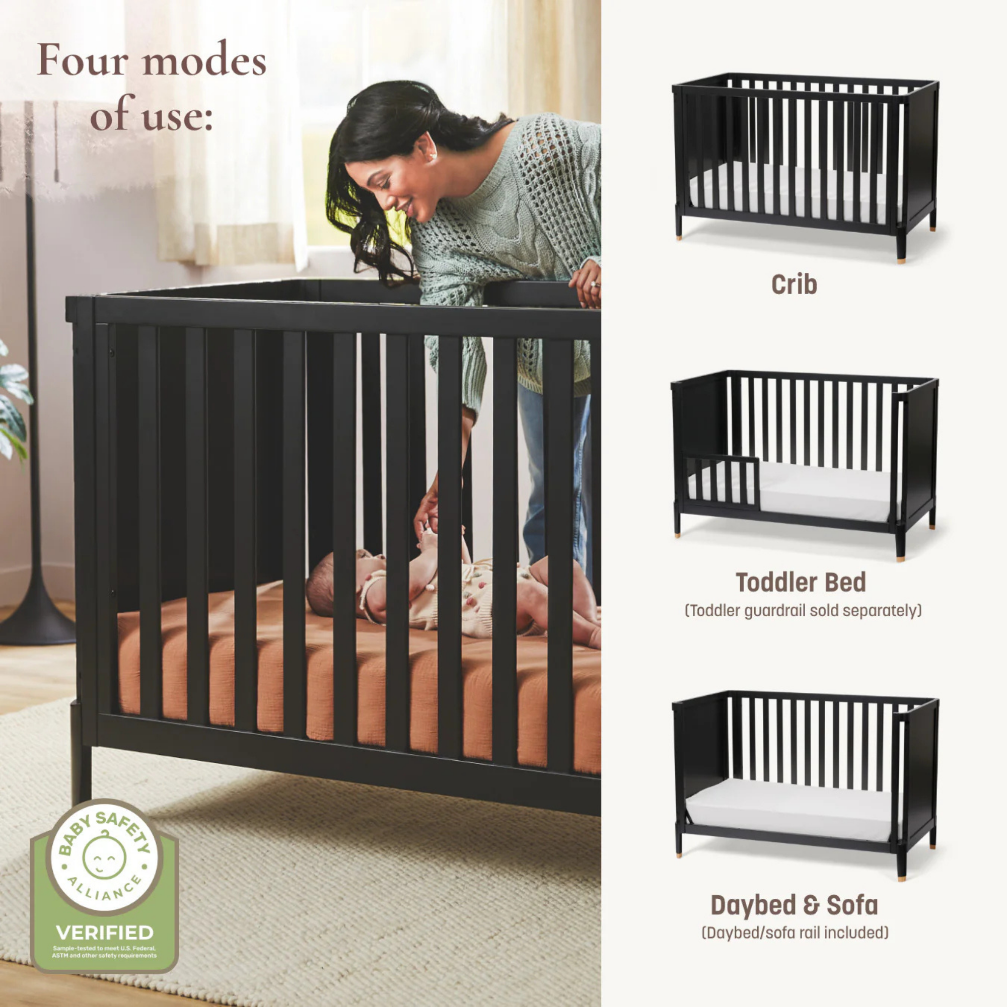 LITTLE SEEDS Aster 4-in-1 Convertible Crib