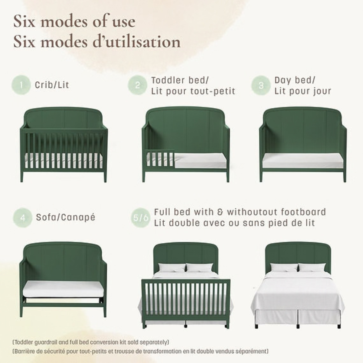 LITTLE SEEDS Briar 6-in-1 Convertible Crib