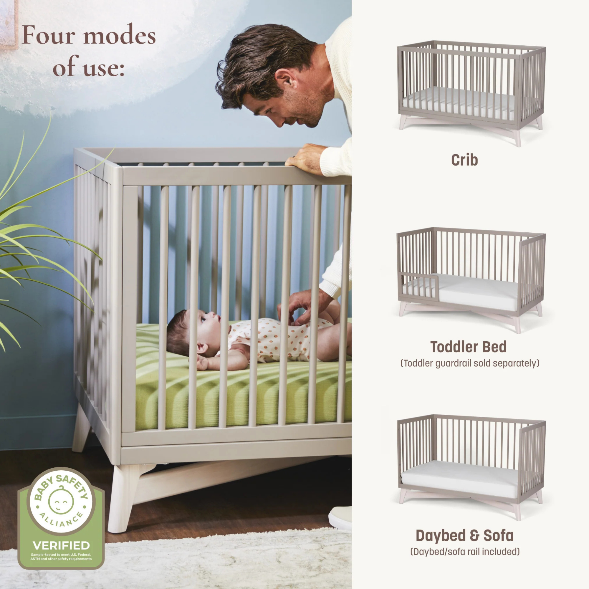 LITTLE SEEDS Pala 4-in-1 Convertible Crib