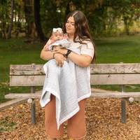 Thumbnail for LITTLE UNICORN Cotton Muslin Baby Blanket - Blue Rainbow