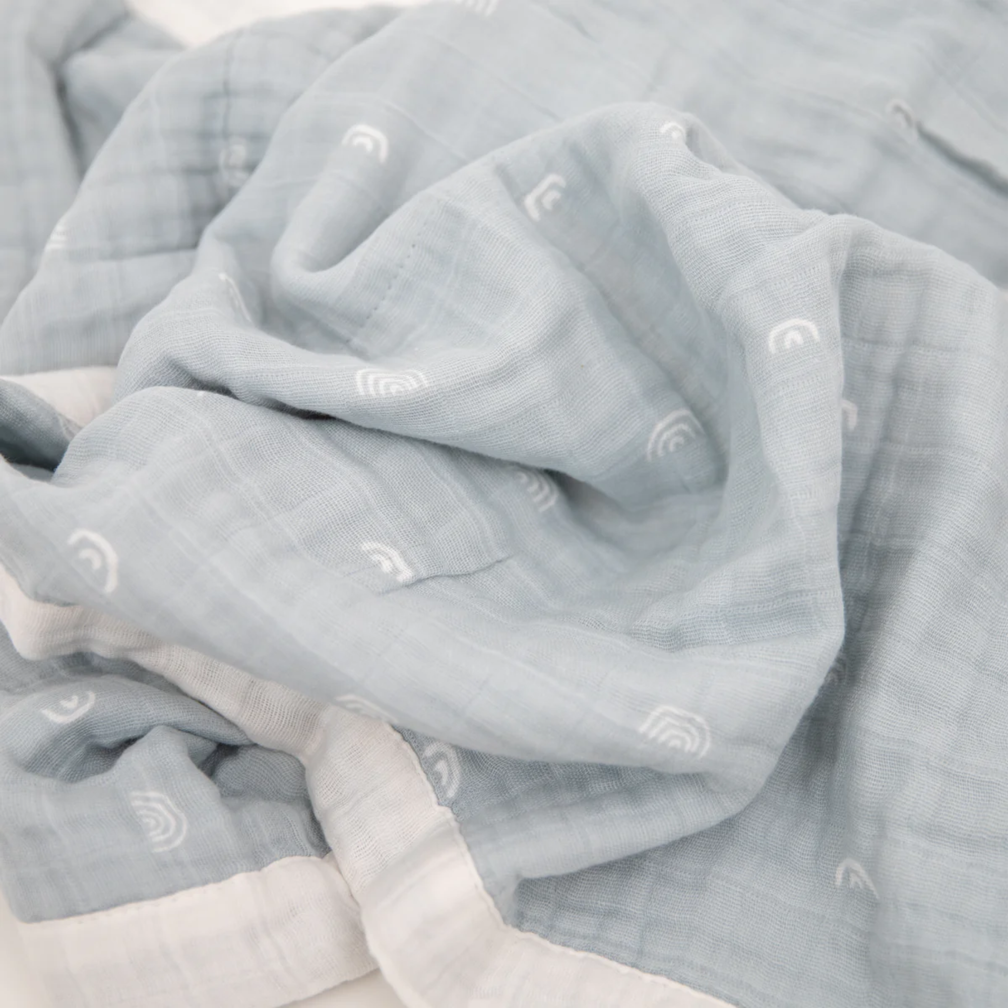 LITTLE UNICORN Cotton Muslin Baby Blanket - Blue Rainbow