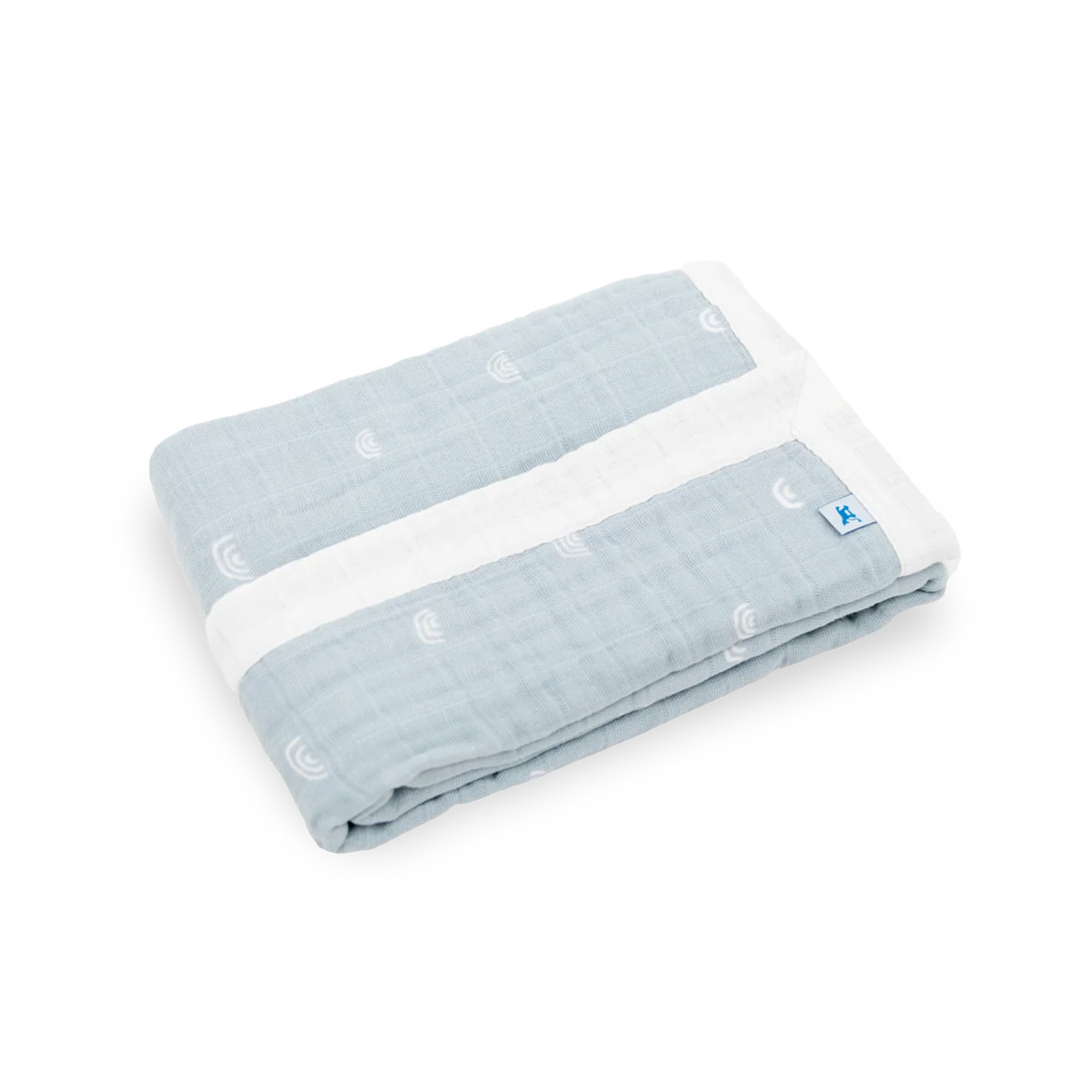 LITTLE UNICORN Cotton Muslin Baby Blanket - Blue Rainbow