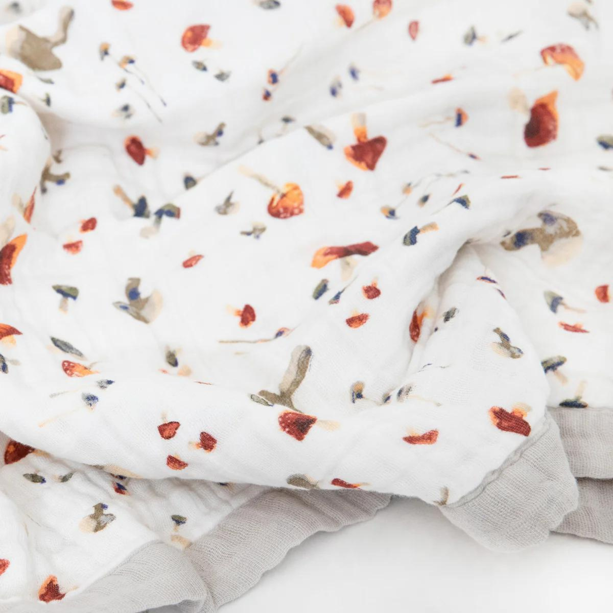 LITTLE UNICORN Cotton Muslin Baby Blanket - Mushrooms