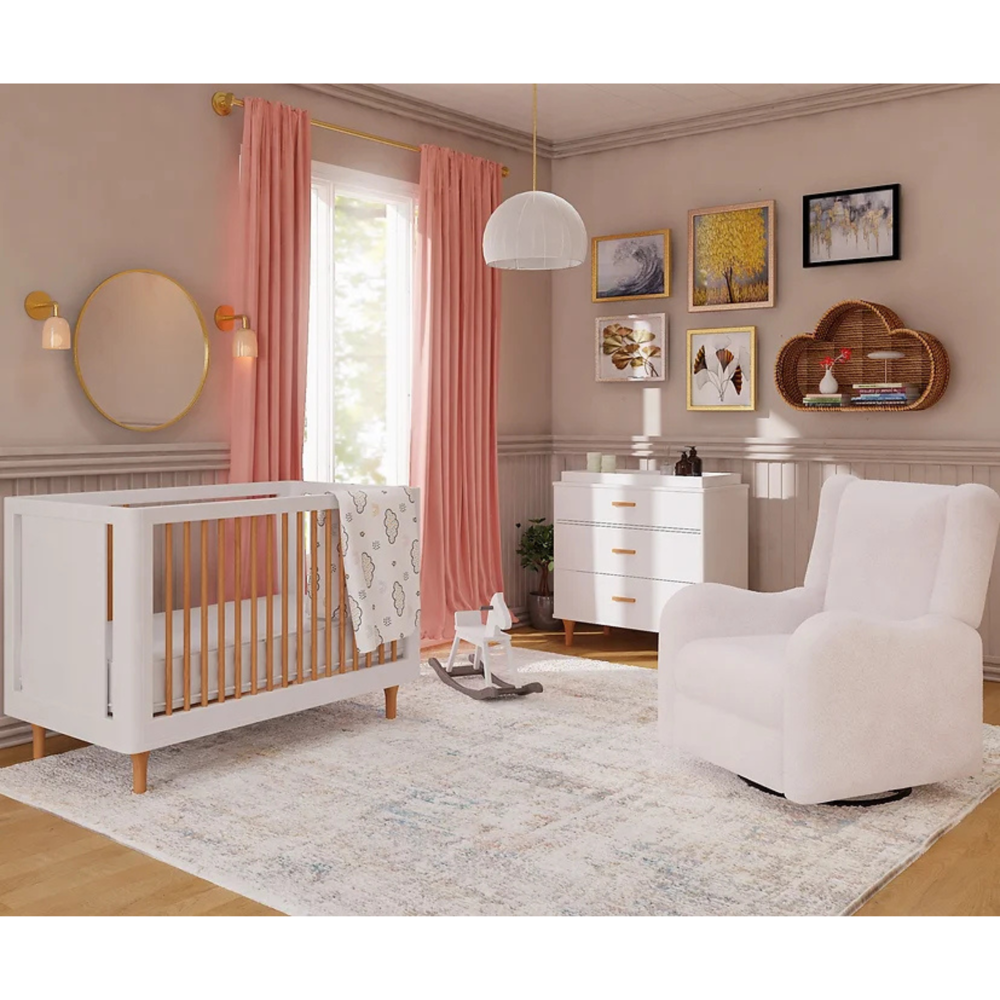 LI'L ANGELS Alice Swivel Power Glider Recliner - Cream Boucle