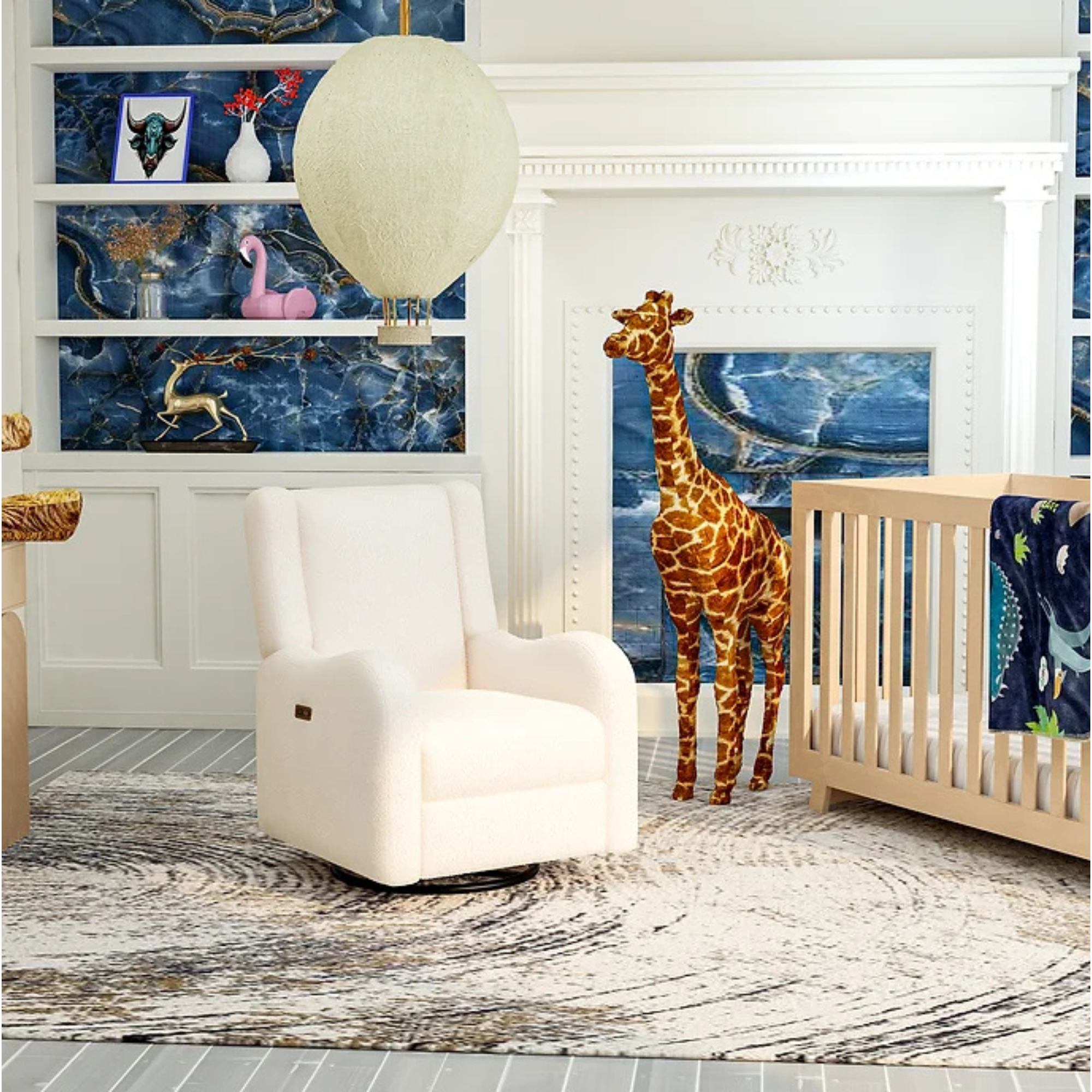 LI'L ANGELS Alice Swivel Power Glider Recliner - Cream Boucle