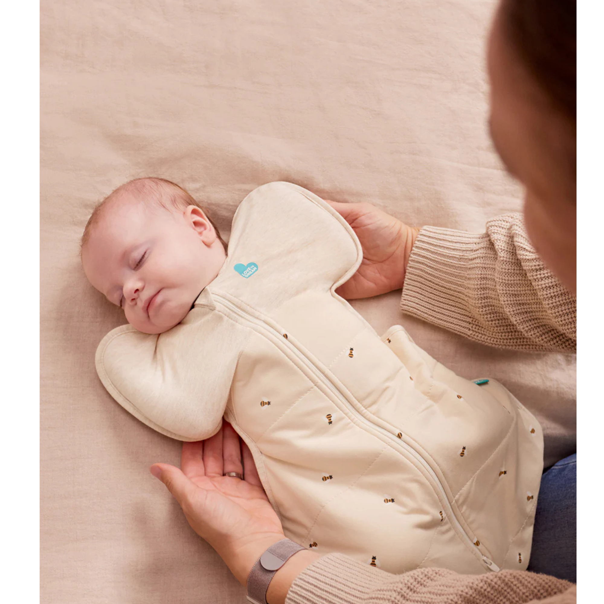 LOVE TO DREAM Swaddle Up Quilted Cotton 2.5Tog - Oatmeal Bees