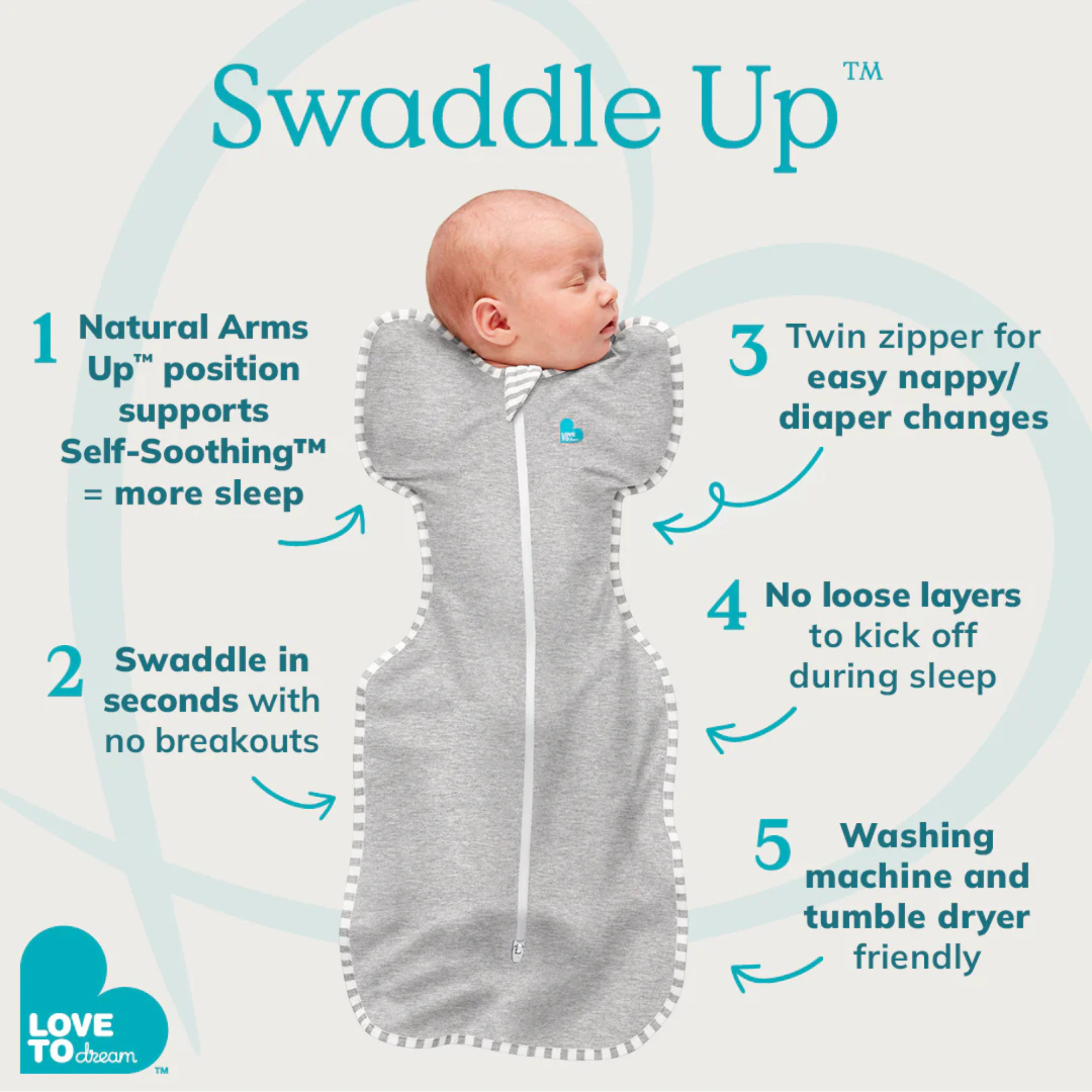 LOVE TO DREAM Swaddle Up Quilted Cotton 2.5Tog - Olive Dreamer