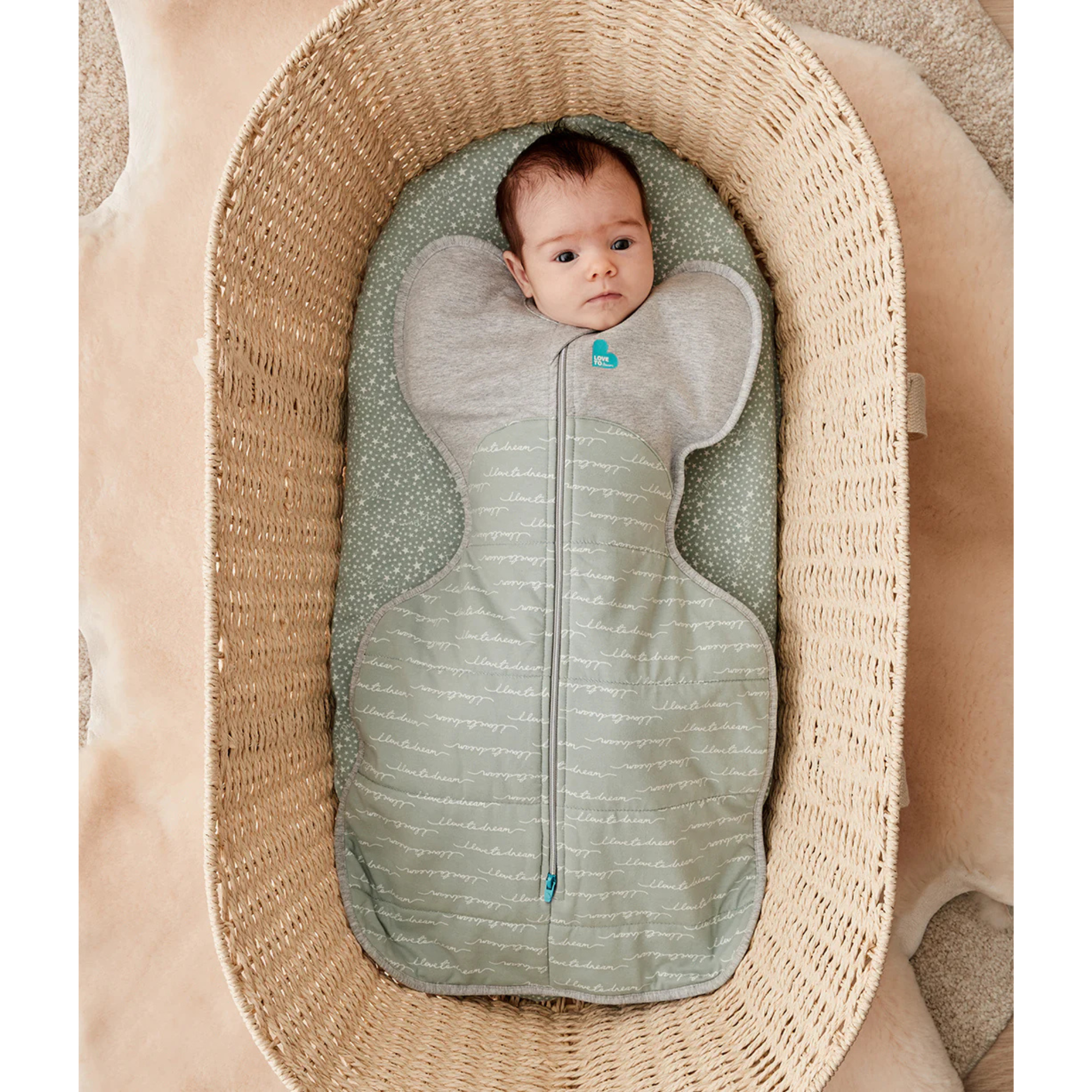 LOVE TO DREAM Swaddle Up Quilted Cotton 2.5Tog - Olive Dreamer