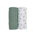 LULUJO Cotton Muslin Swaddles 2-PK - Bunny + Fern