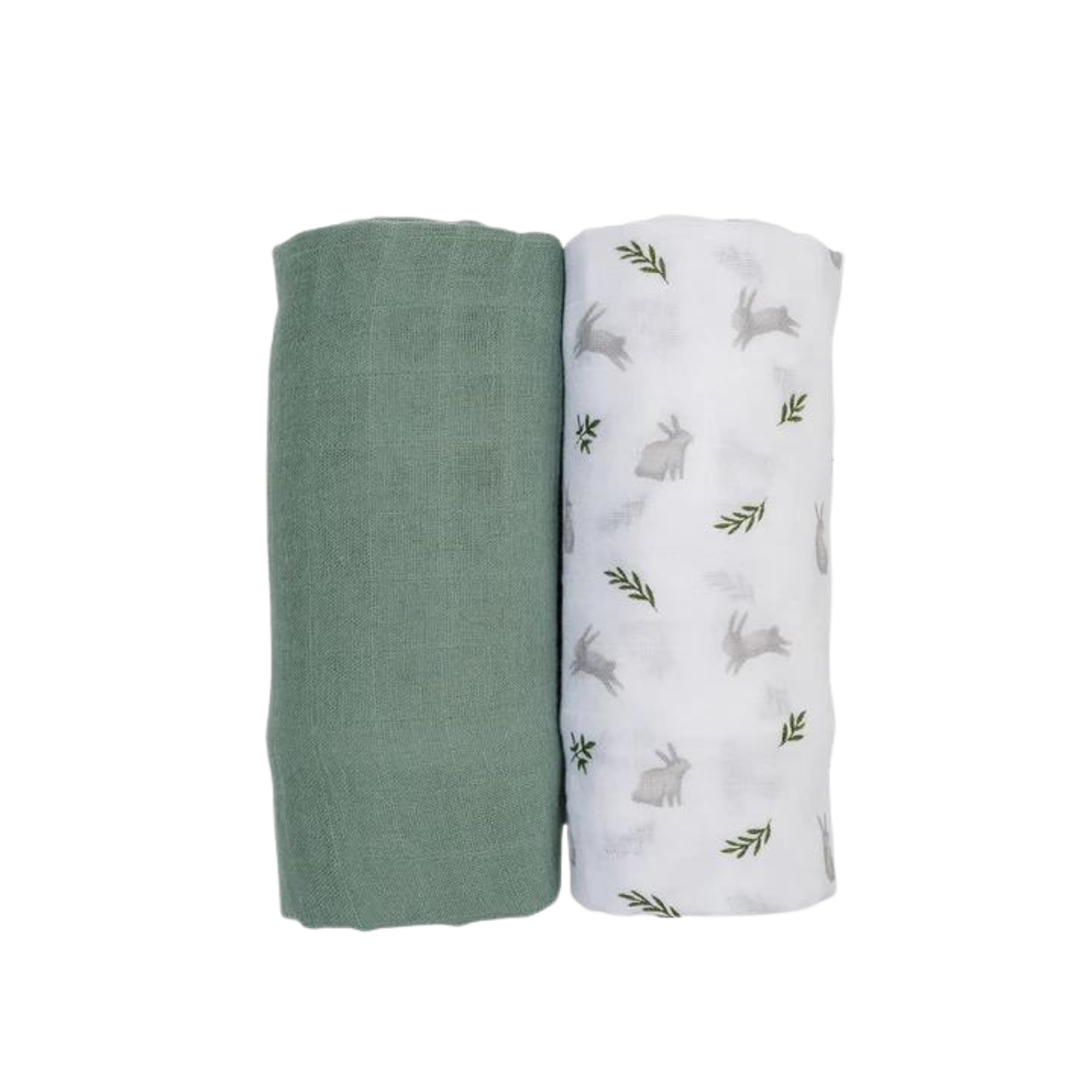 Langes en mousseline de coton LULUJO, lot de 2 - Lapin + Fougère