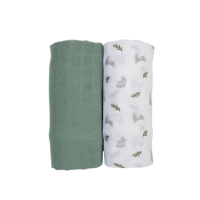 Thumbnail for LULUJO Cotton Muslin Swaddles 2-PK - Bunny + Fern