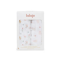 Thumbnail for LULUJO Cotton Muslin Swaddles 2-PK - Kitty Cat + Flower Field