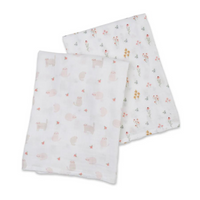 Thumbnail for LULUJO Cotton Muslin Swaddles 2-PK - Kitty Cat + Flower Field