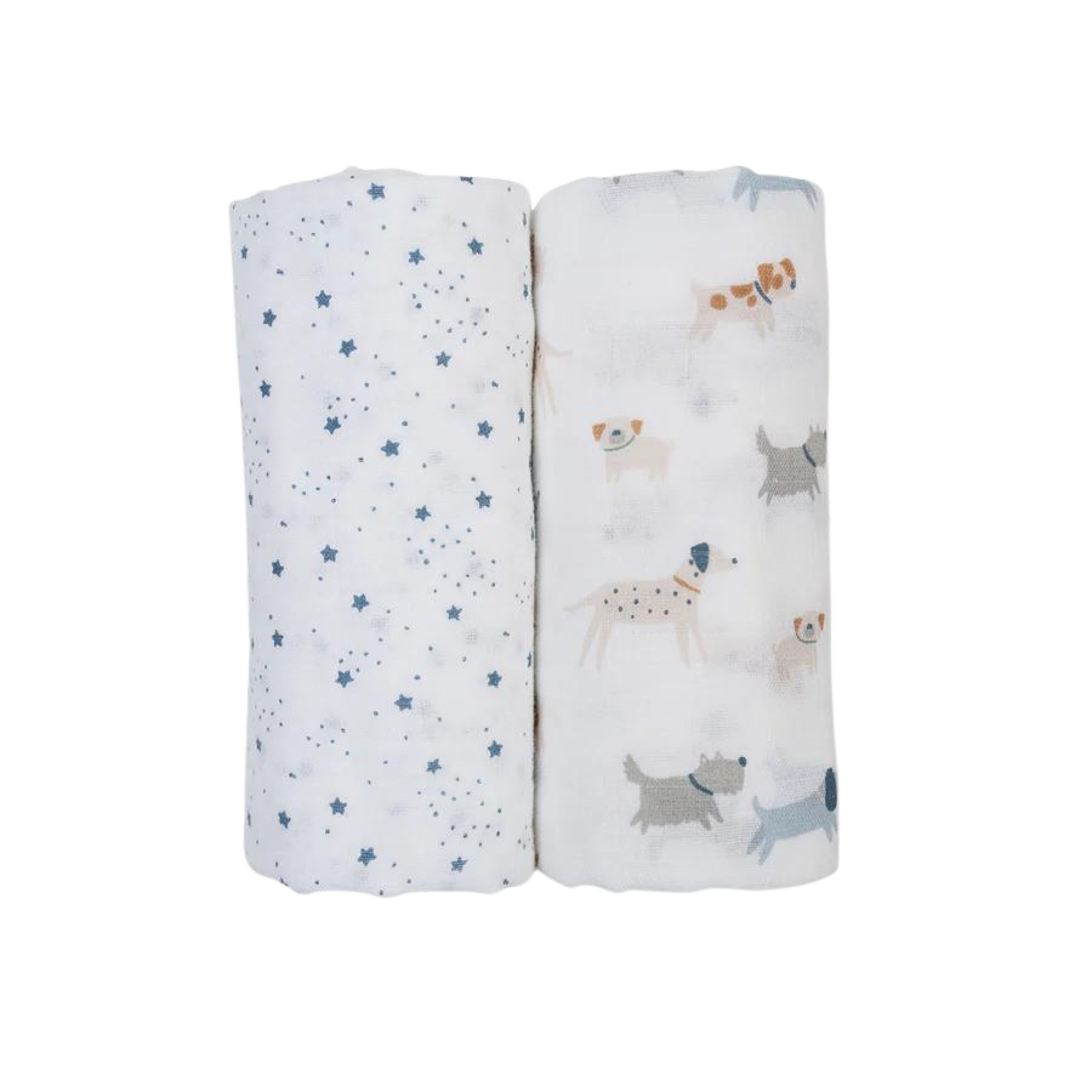 LULUJO Cotton Muslin Swaddles 2-PK - Puppy Dog + Stars
