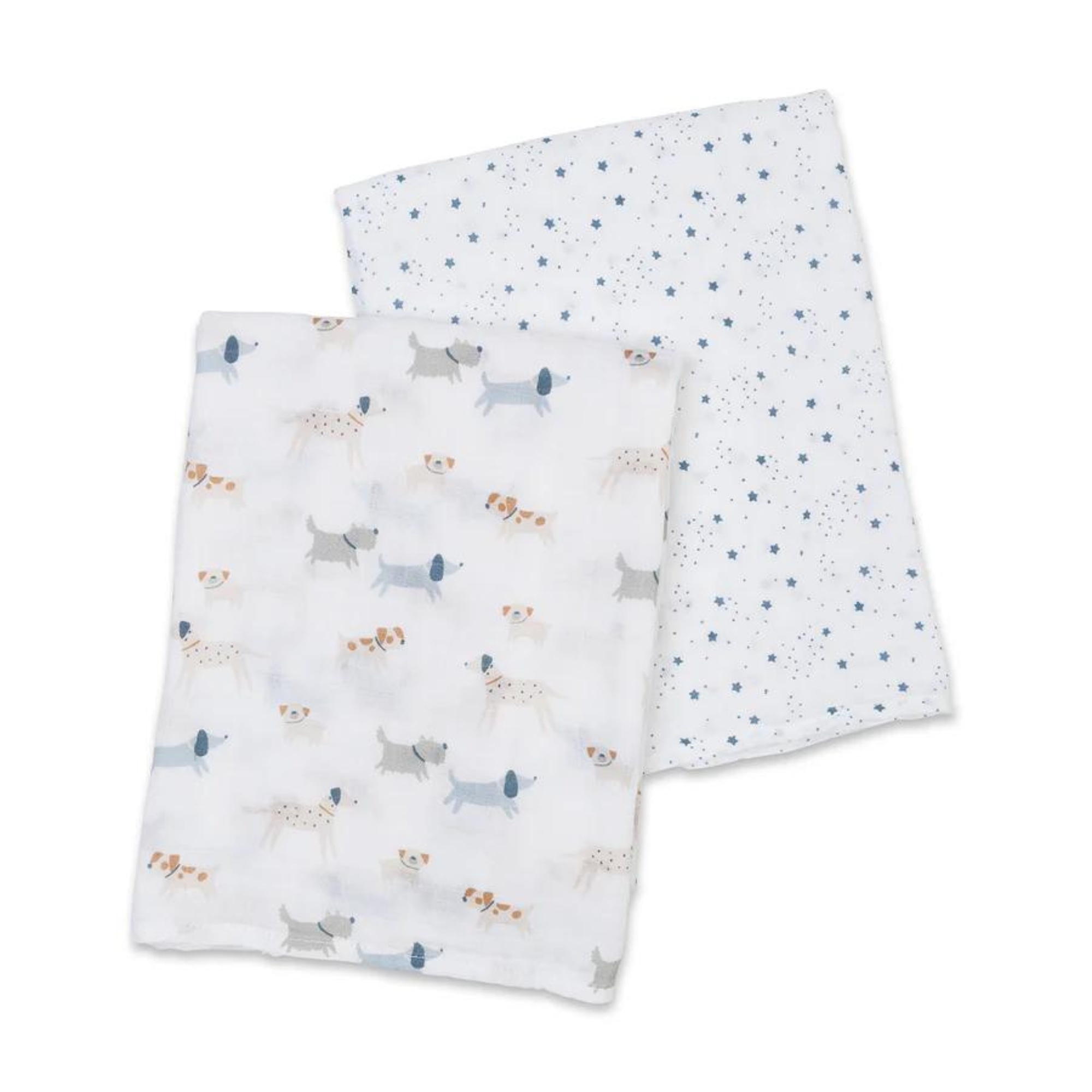 LULUJO Cotton Muslin Swaddles 2-PK - Puppy Dog + Stars