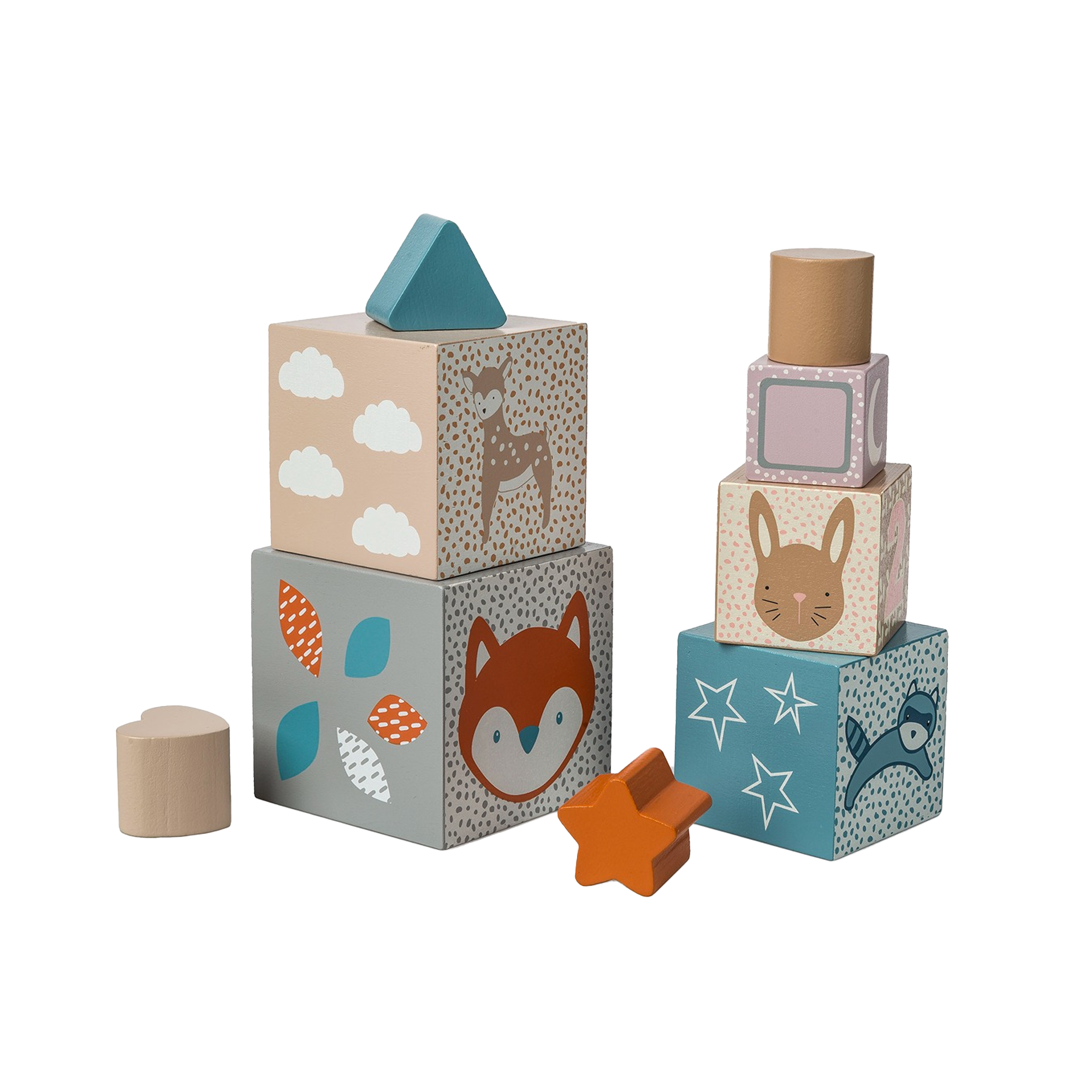 MARY MEYER Leika Wooden Nesting + Stacking Blocks