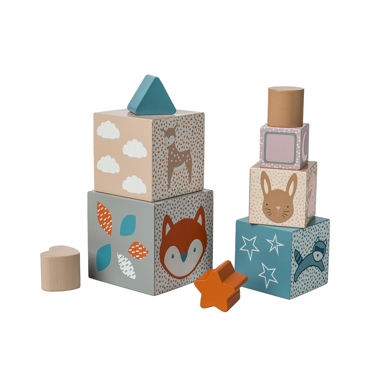 Nesting Shape Blocks Mary Meyer - Leika Wooden Nesting + Stacking Blocks | Kido Bebe