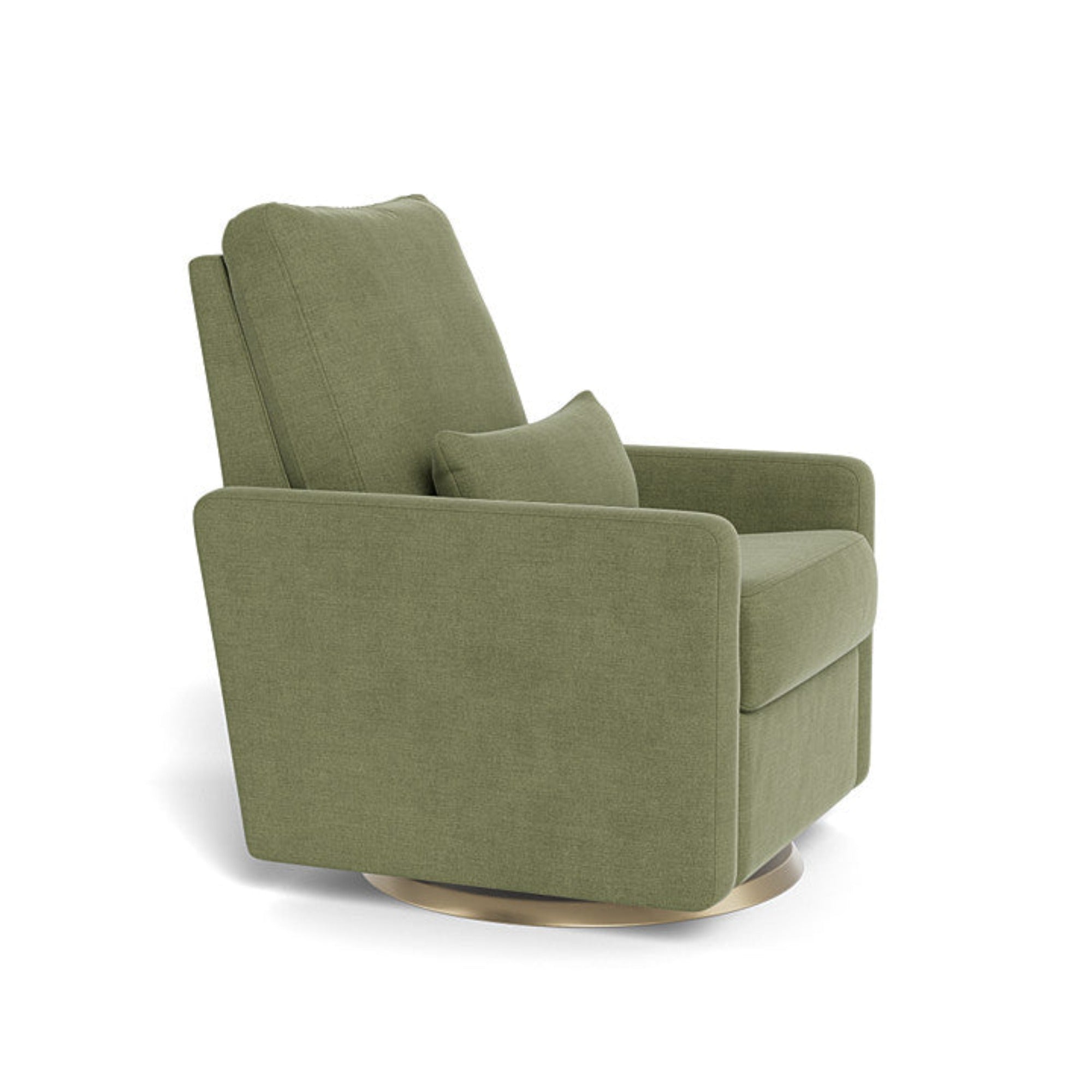 Fauteuil inclinable Monte Design Matera / Tissu vert olive / Coussin vert olive / Base pivotante dorée