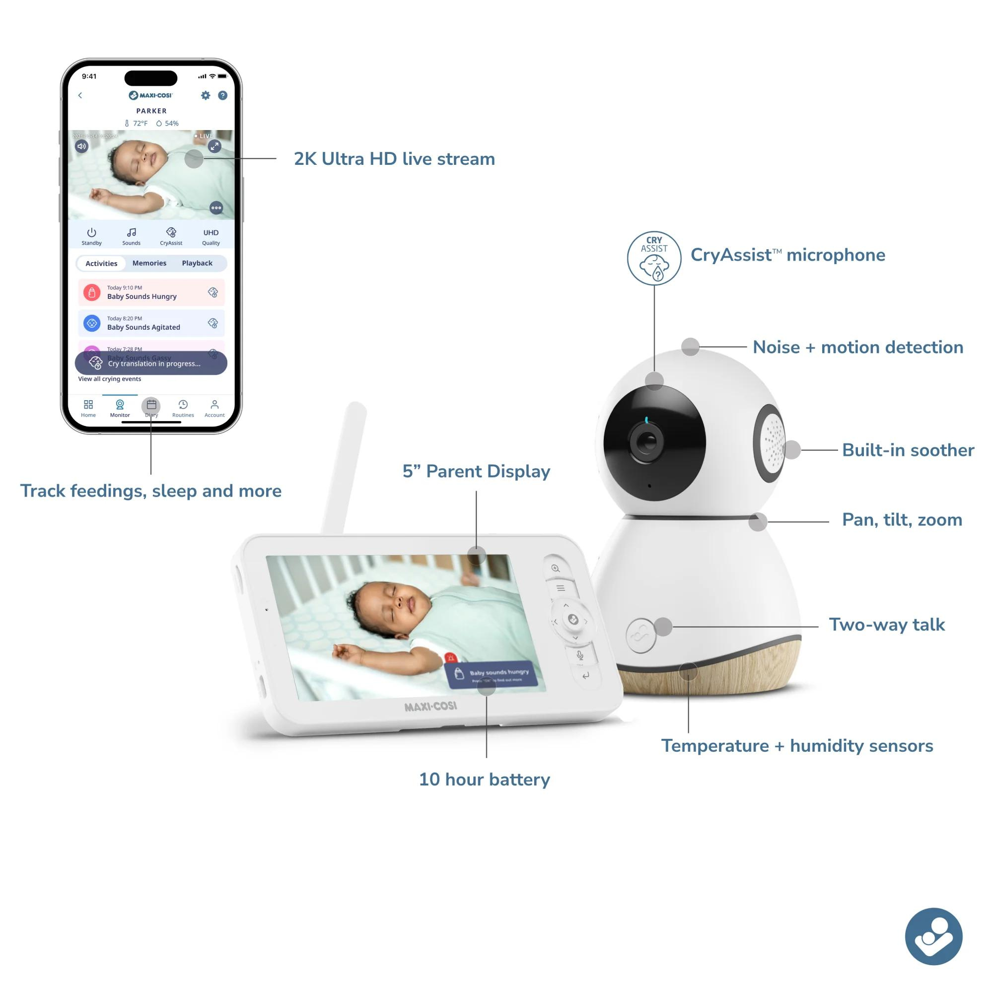 MAXI COSI See Pro 360° Baby Monitor & Parent Unit With CryAssist Technology