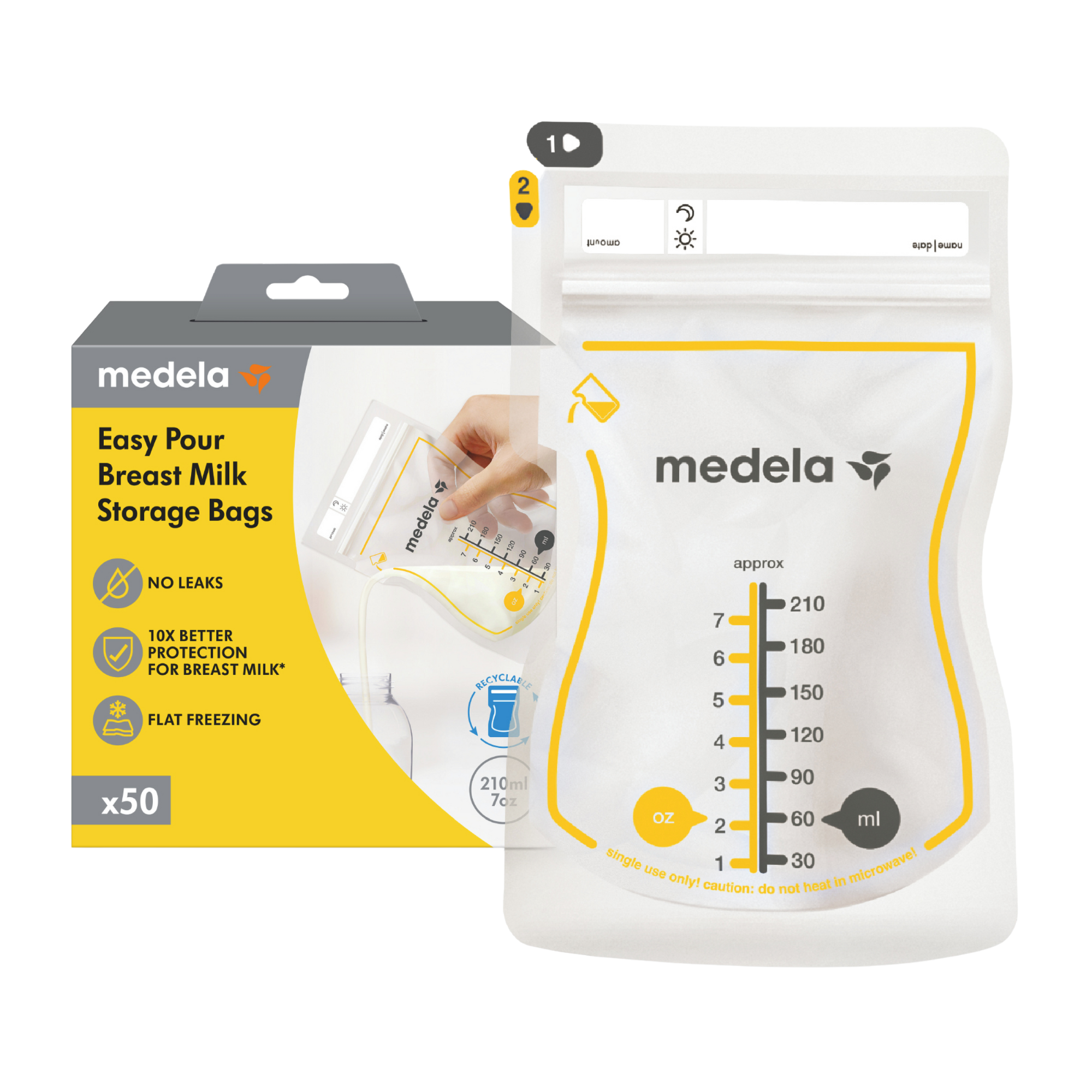 MEDELA Easy Pour Breast Milk Storage Bags (50pk)