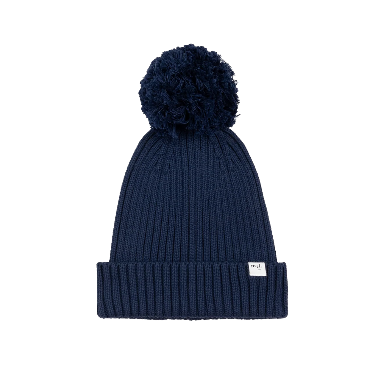 MILES THE LABEL Ribbed Pompom Baby Beanie 3 9m Navy Kido Bebe