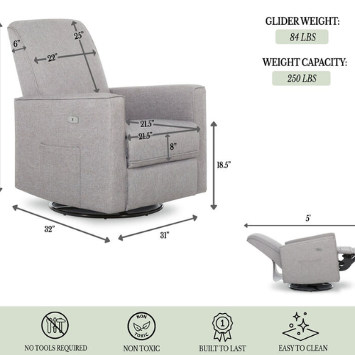 KIDIWAY Sagittarius Power Recliner Easy Glider with Footrest