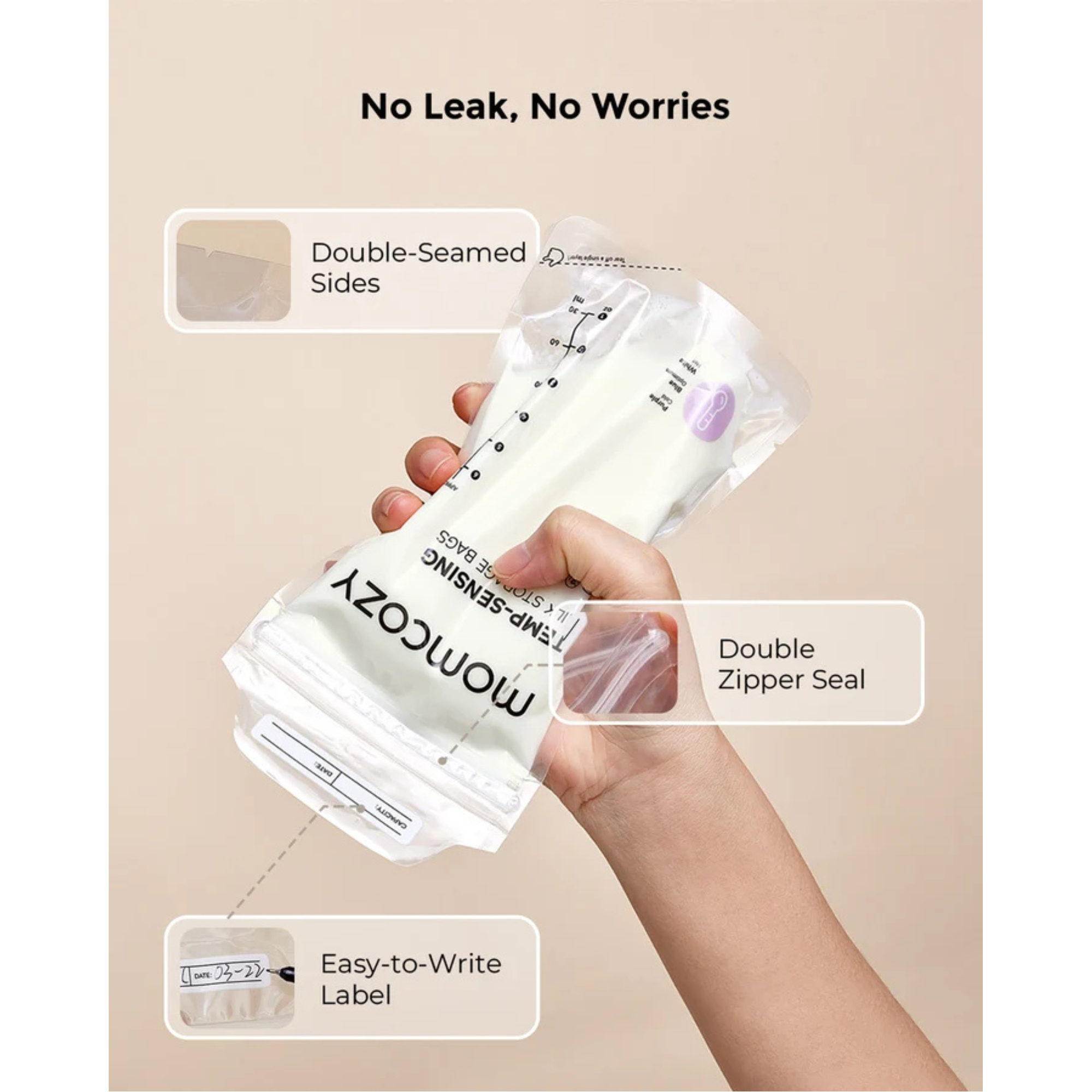 MOMCOZY Breastmilk Storage Bags (50-Pack)