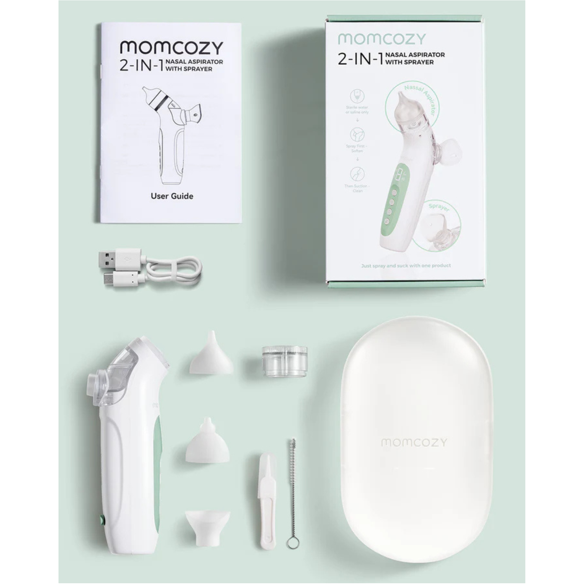 MOMCOZY BreezyClear™ 2-in-1 Spray & Suction Electric Nasal Aspirator